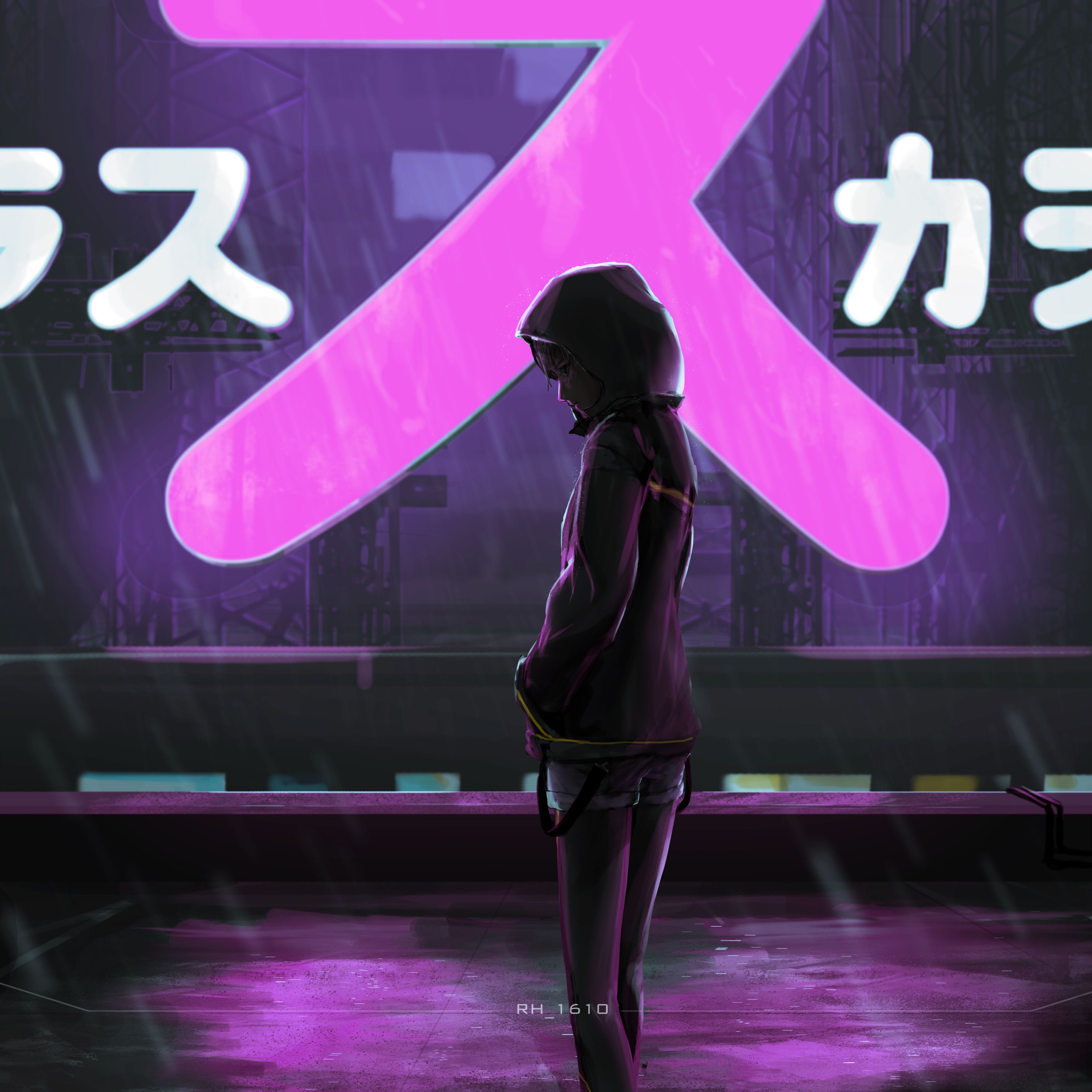 Anime 3543x3543 anime anime girls cyberpunk standing