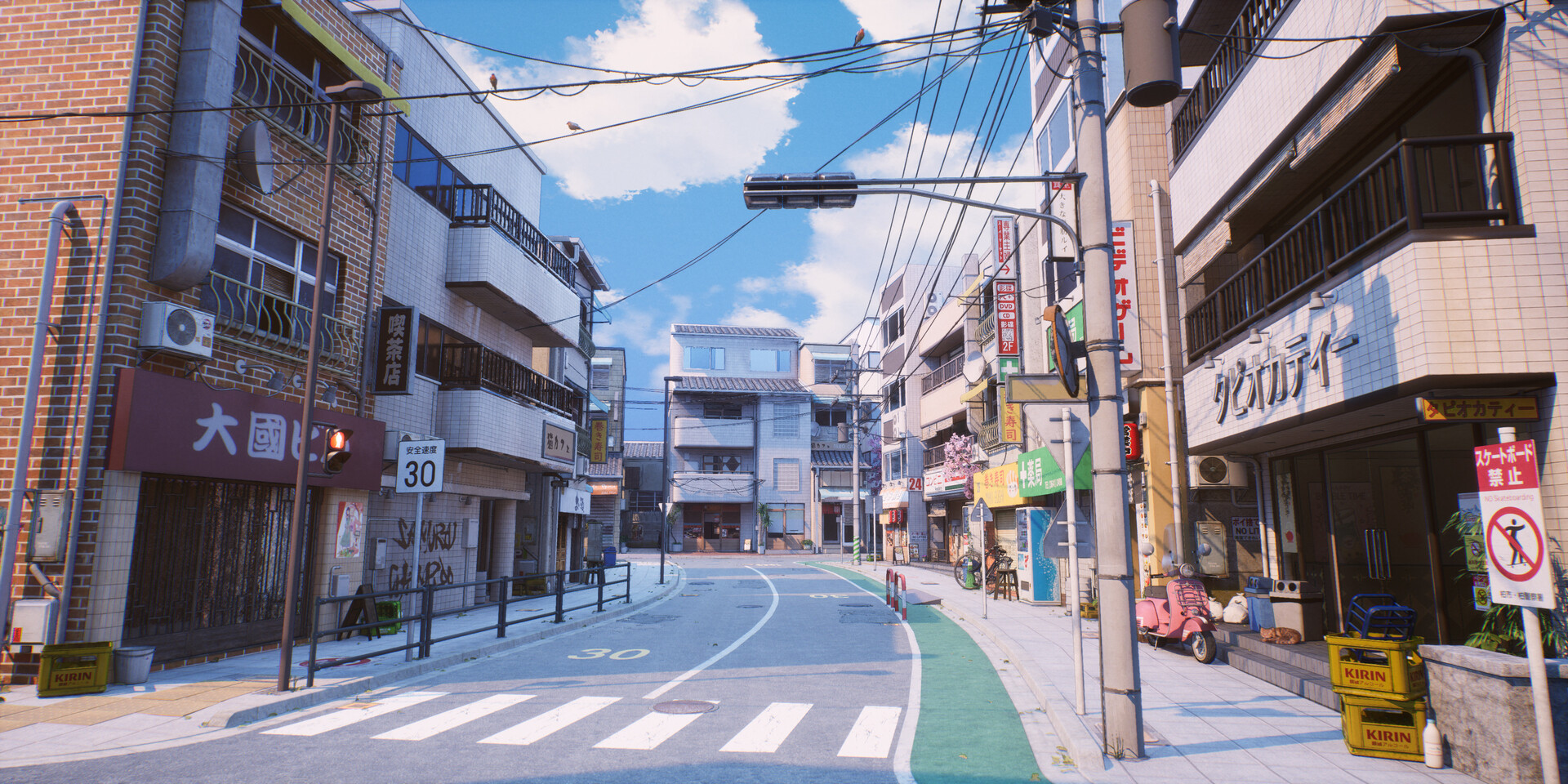 Anime 1920x960 anime city urban street anime city
