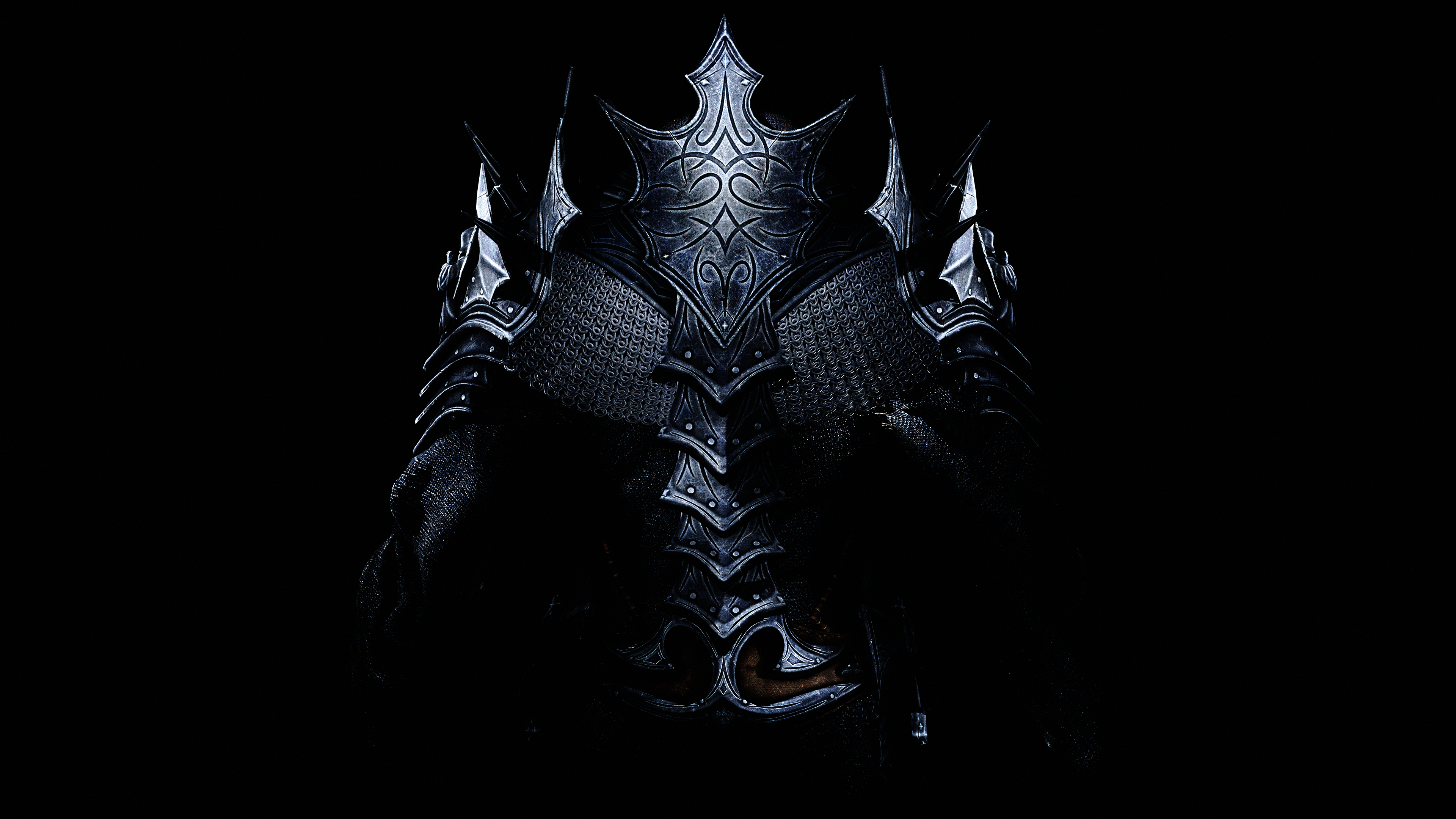 General 3840x2160 The Elder Scrolls V: Skyrim armor dark king crusader Unreal Engine 5 ray tracing simple background digital art