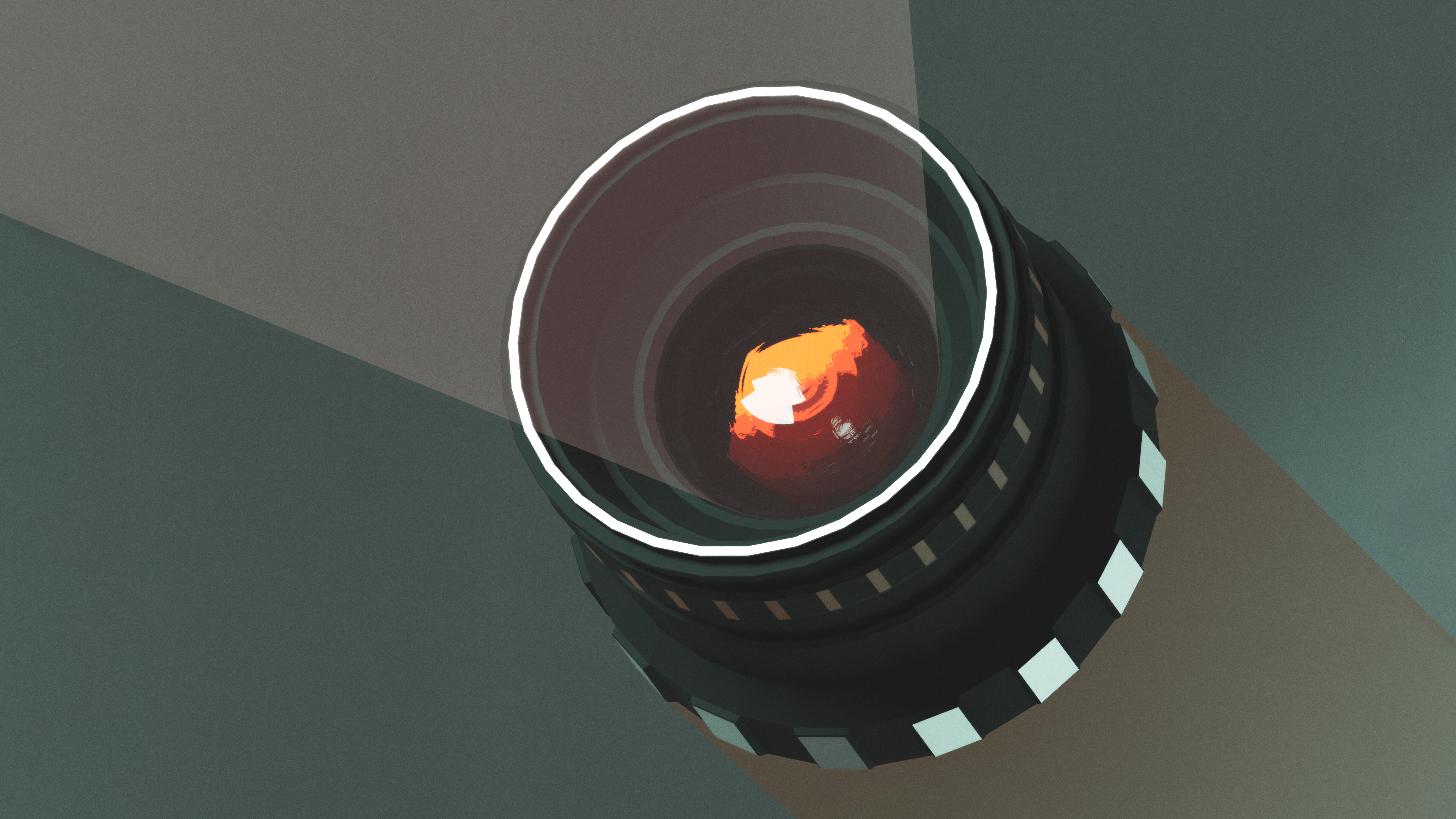 General 3840x2160 CGI lens teal red Blender retro style minimalism lights ray tracing