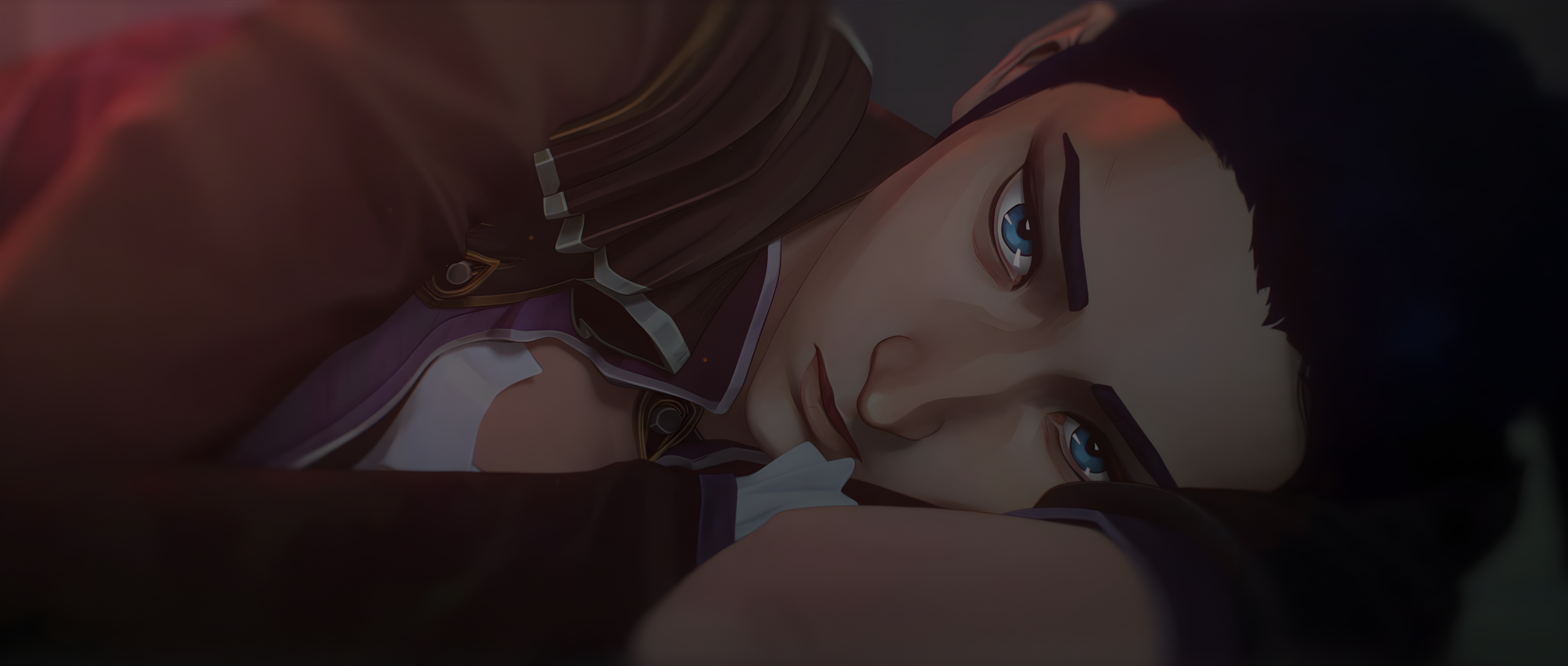 General 7680x3265 Caitlyn (League of Legends) Arcane TV TV series video game characters looking at viewer digital art closeup