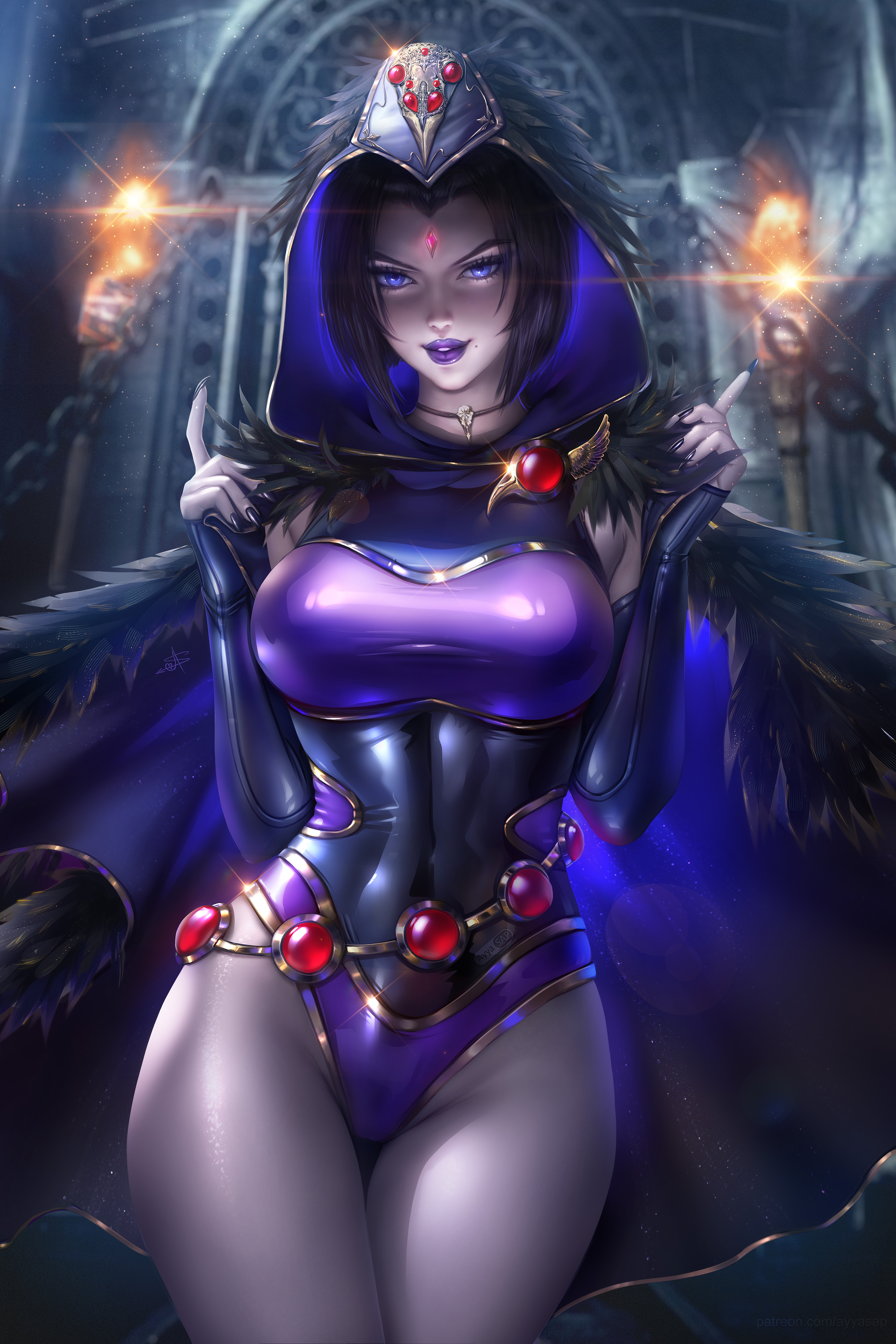 General 4000x6000 Raven (DC Comics) Teen Titans DC Comics fantasy girl 2D artwork drawing fan art Ayya Saparniyazova big boobs