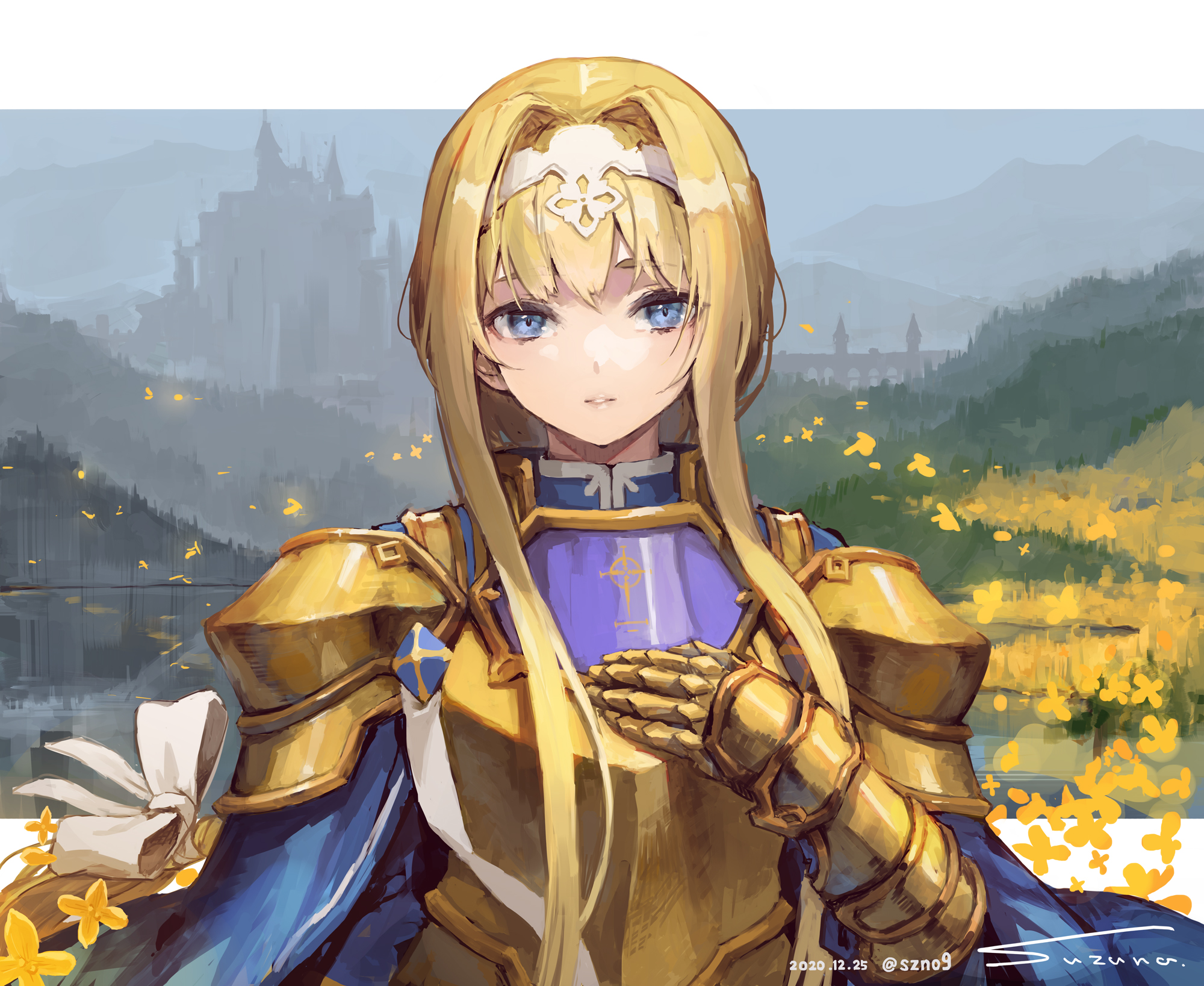 Anime 2000x1637 anime anime girls digital art artwork 2D portrait armored woman blue eyes blonde armor Sword Art Online Alice Zuberg Suzuno
