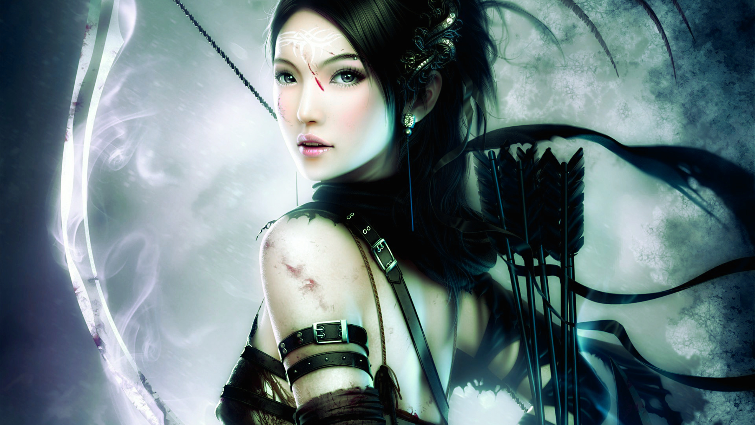 Anime 2560x1440 fantasy armor archer women artwork anime girls anime bow and arrow bow