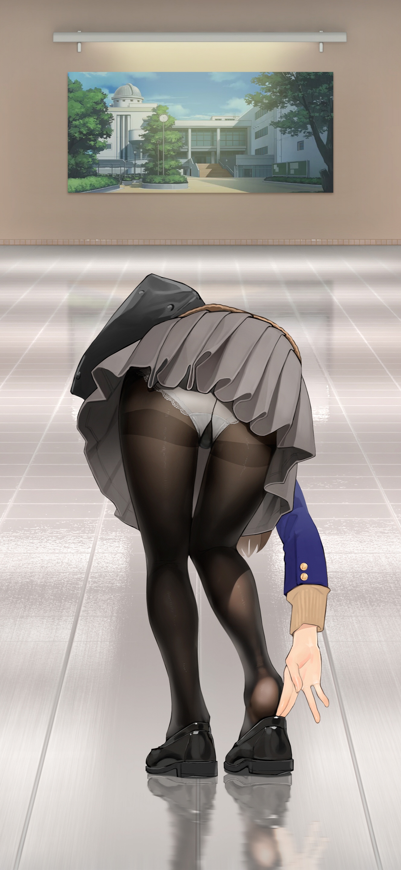 Anime 1329x2880 upskirt panties pantyhose ass anime girls anime Miru Tights yomu bent over