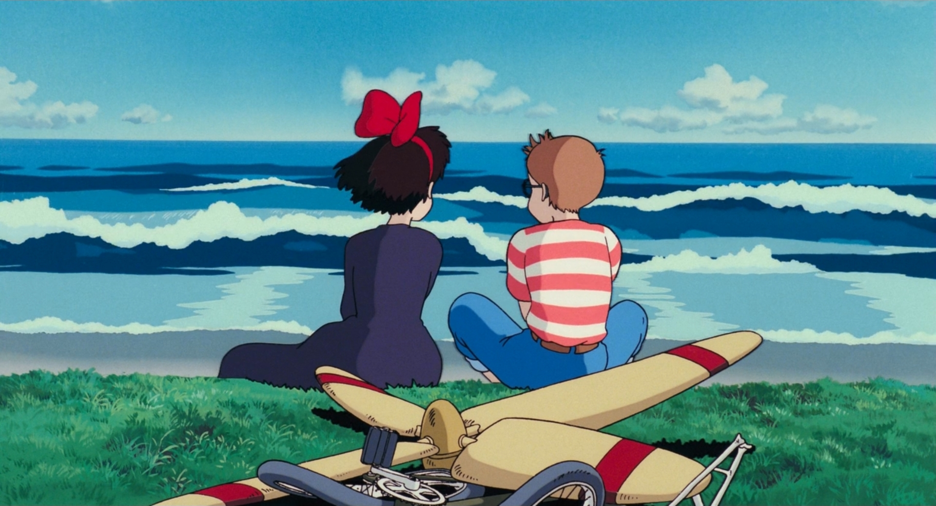 Anime 1920x1038 Studio Ghibli Hayao Miyazaki Kiki's Delivery Service LoFi beach grass waves