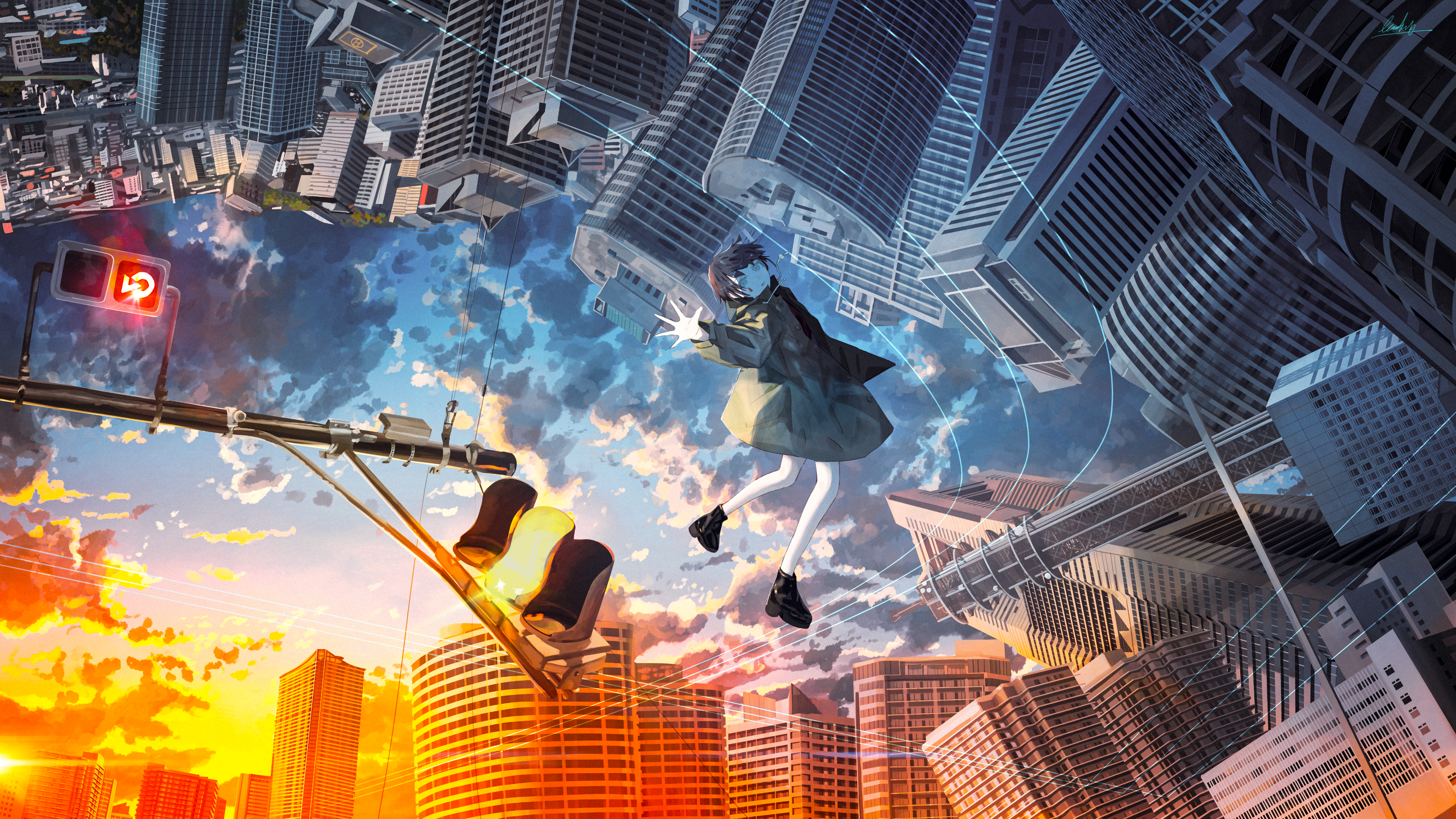 Anime 3840x2160 anime girls cityscape clouds original characters Banishment