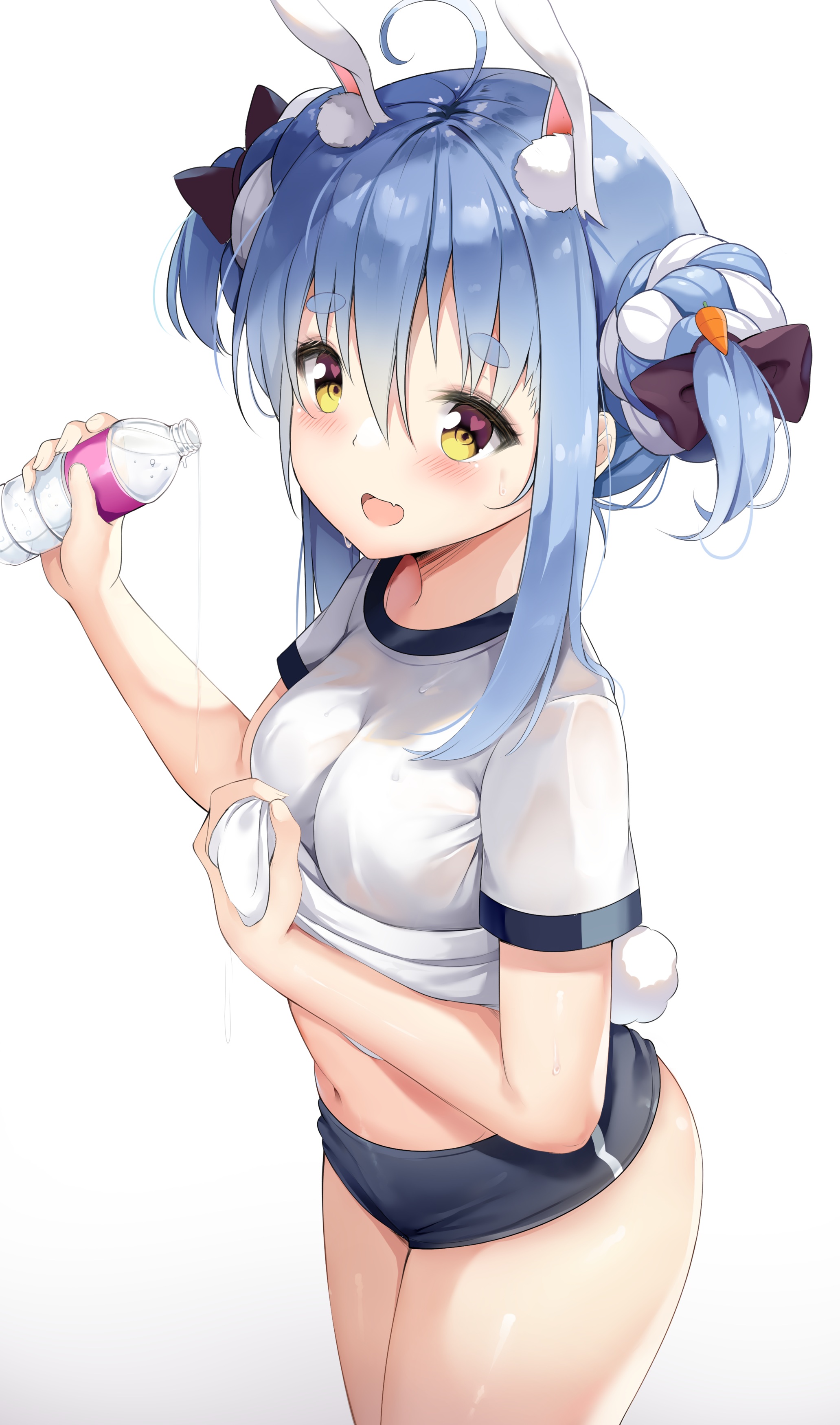 Anime 2063x3500 anime girls chintora0201 Hololive Virtual Youtuber Usada Pekora water bottle portrait display gym clothes