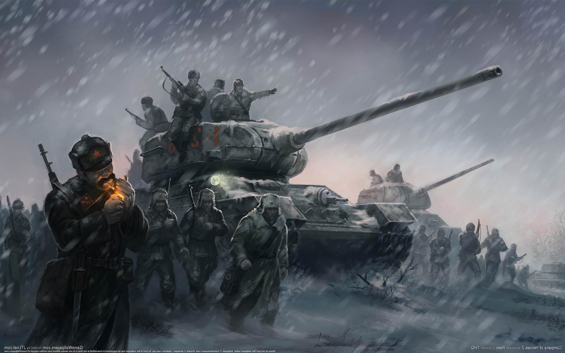 General 1920x1200 World War II Soviet Army tank winter video games artwork T-34 Company of Heroes 2 Sega Russian/Soviet tanks