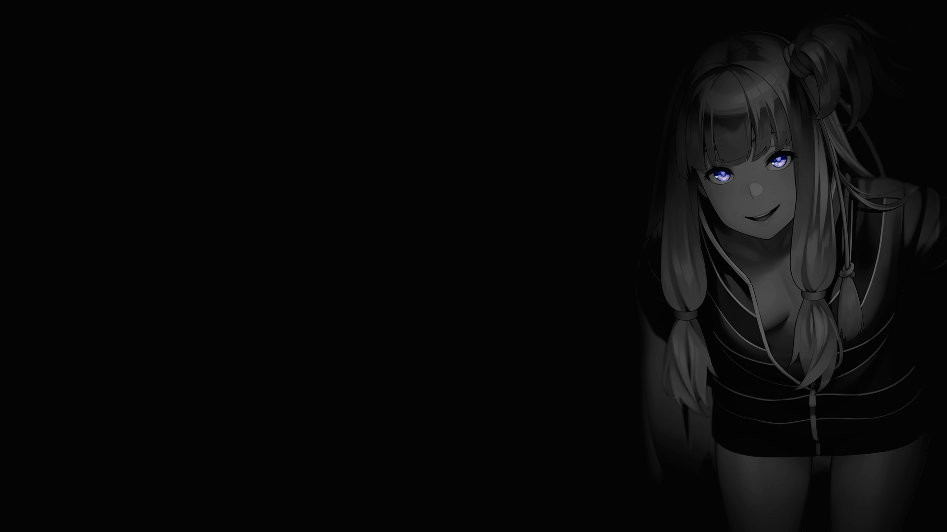 Anime 1920x1080 selective coloring black background dark background simple background anime girls boobs