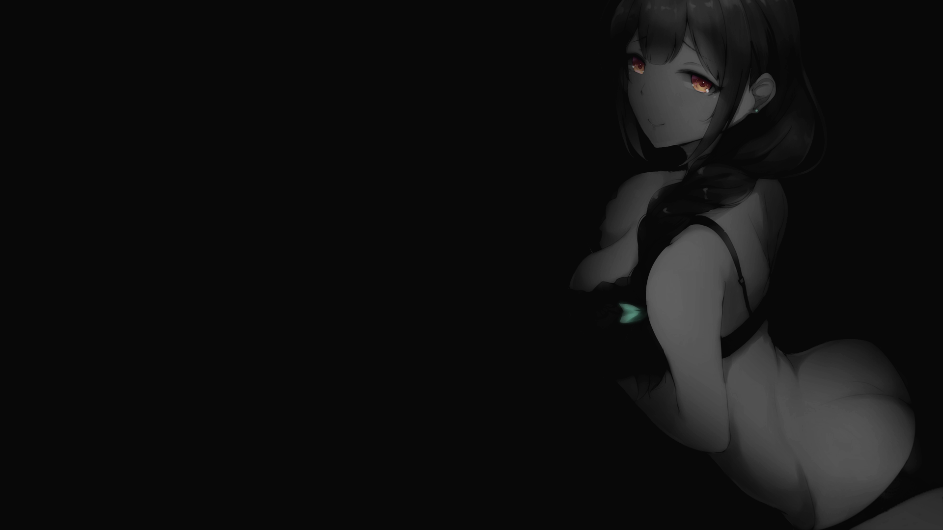 Anime 1920x1080 selective coloring black background dark background simple background anime girls ass bikini butt crack cleavage