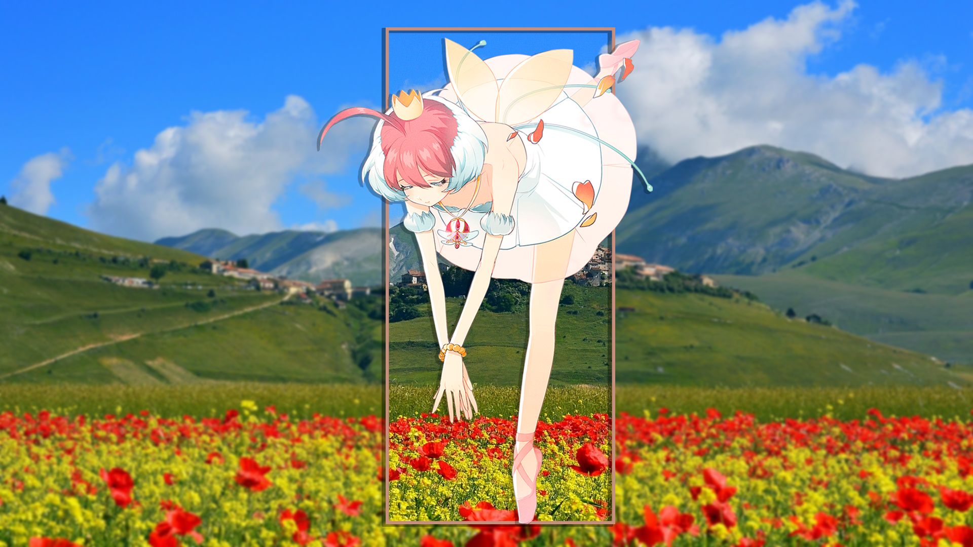 Anime 1920x1080 anime girls picture-in-picture Italy poppies