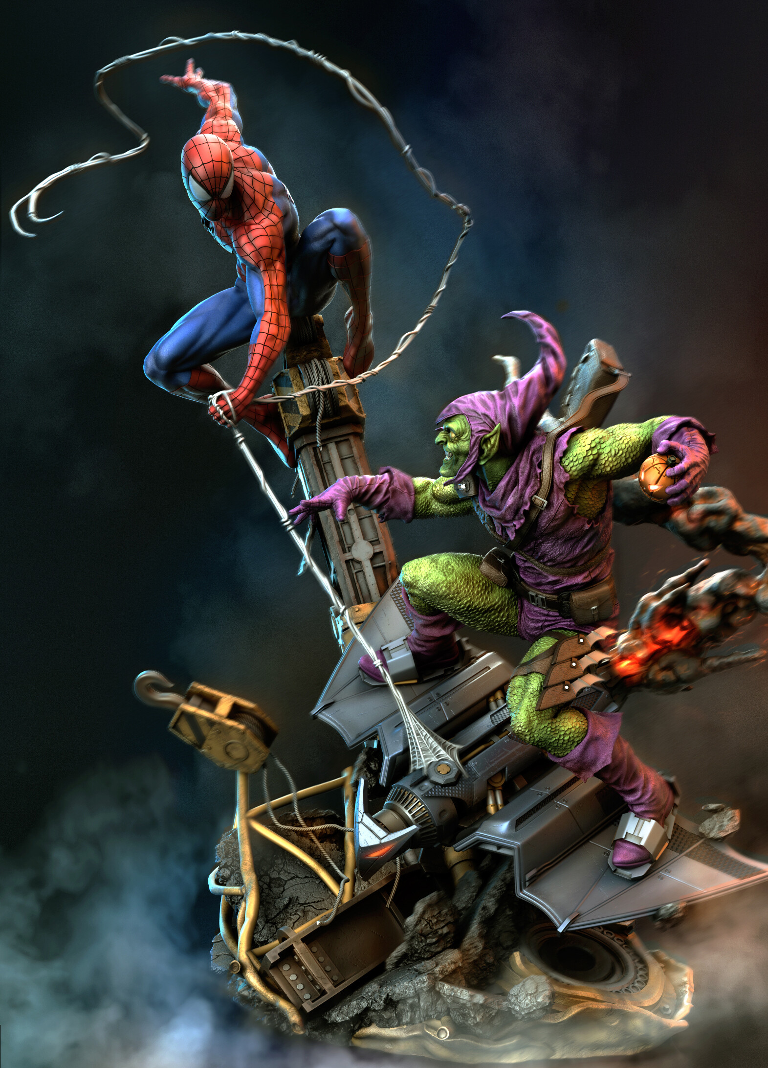 General 1571x2183 Marthin Agusta Spider-Man Green Goblin artwork digital art portrait display superhero villains