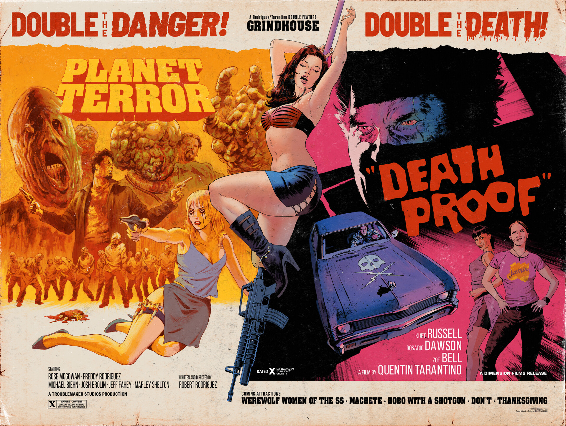 General 1920x1446 movie poster artwork digital art movies zombies Death Proof Planet Terror Grindhouse
