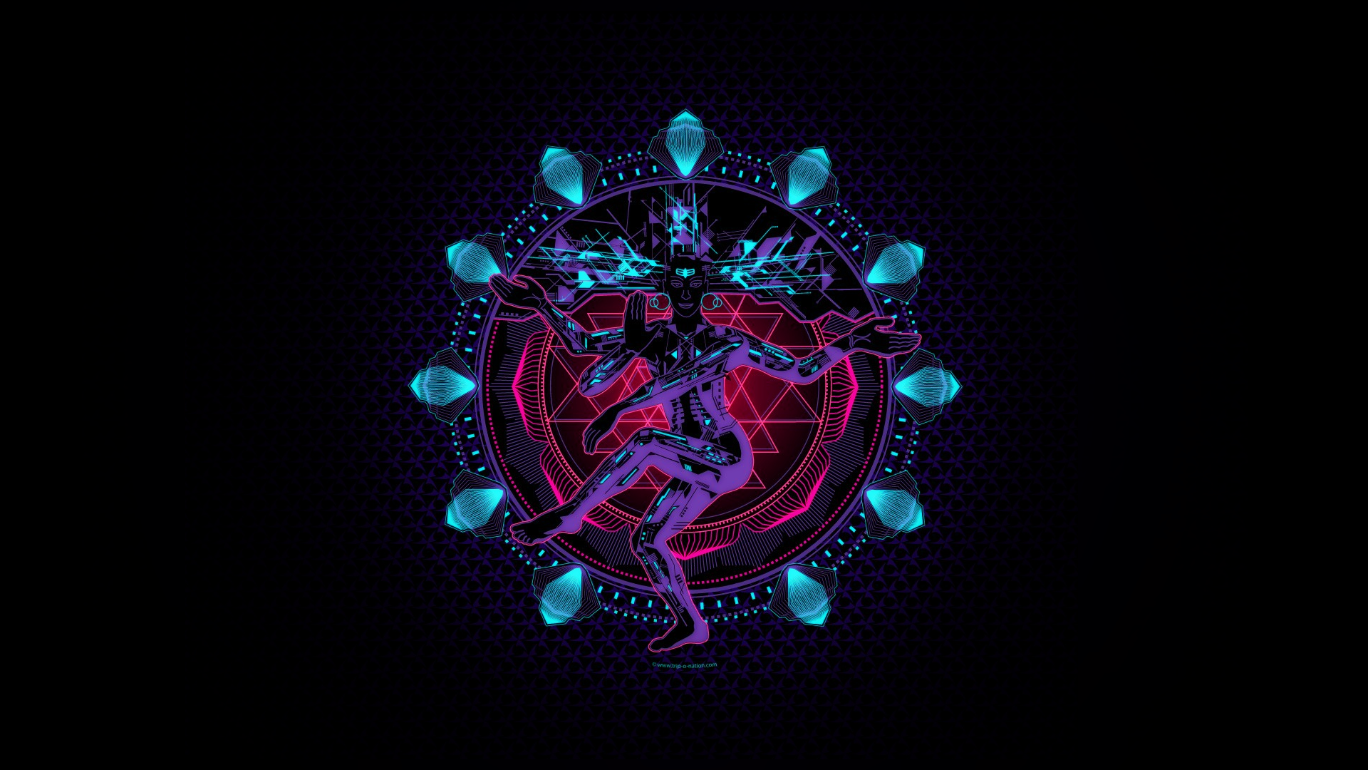 General 1920x1080 Shiva digital art cyber cyberpunk neon glowing