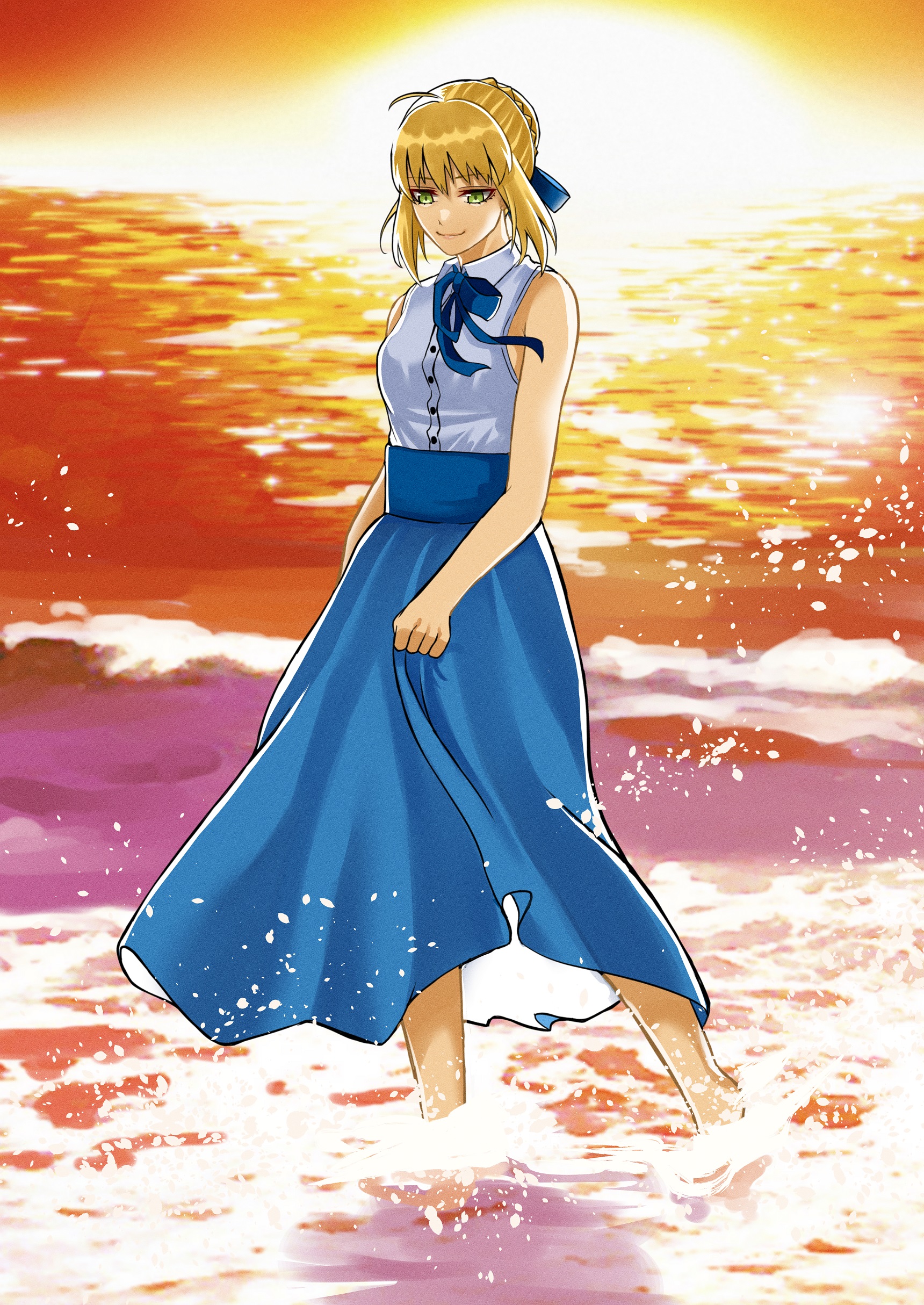 Anime 1720x2429 anime anime girls Fate series Fate/Stay Night Fate/Grand Order Artoria Pendragon Saber long hair blonde solo artwork digital art fan art
