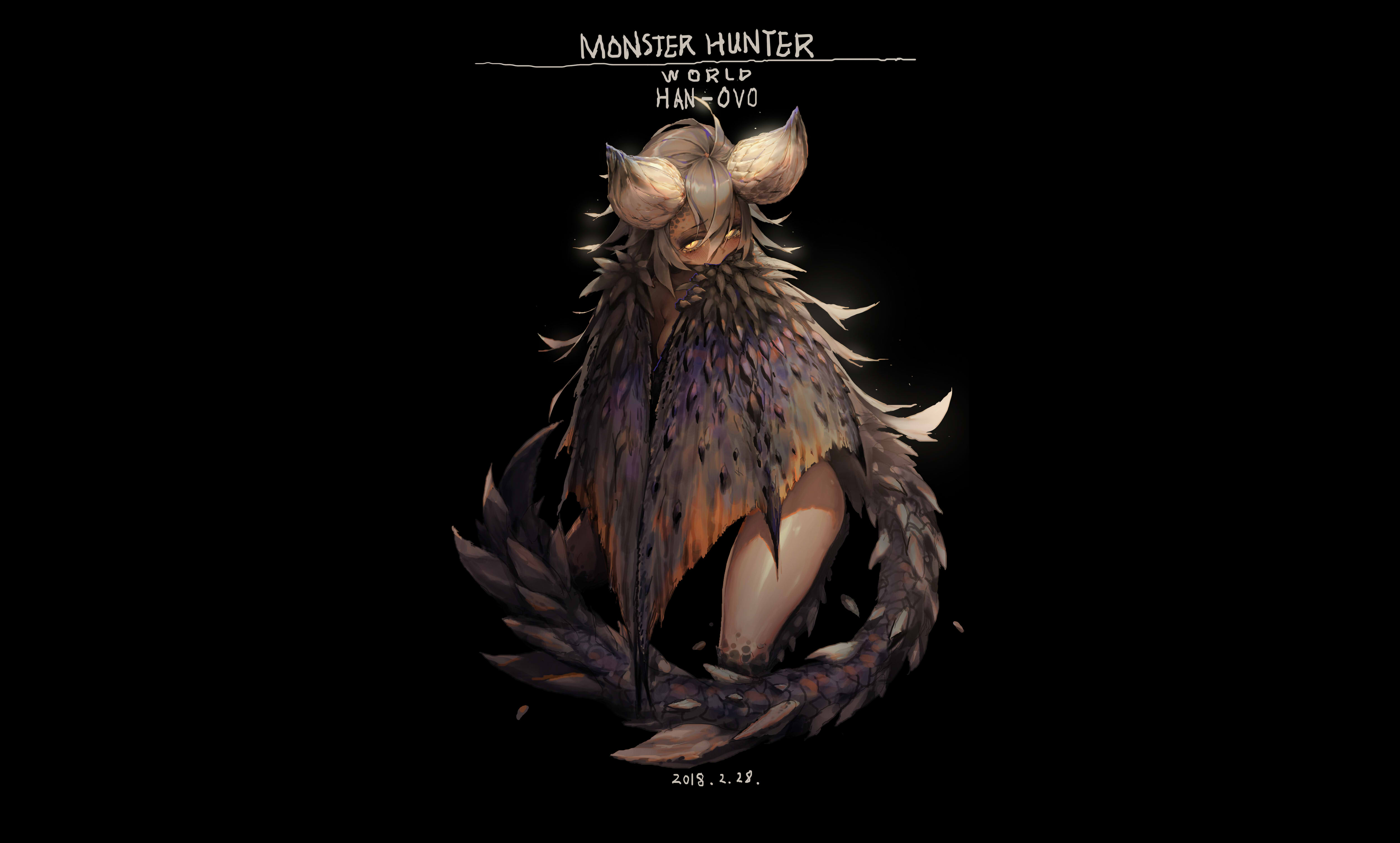 Anime 5020x3021 Monster Hunter Monster Hunter: World Han-0v0 thighs black background simple background