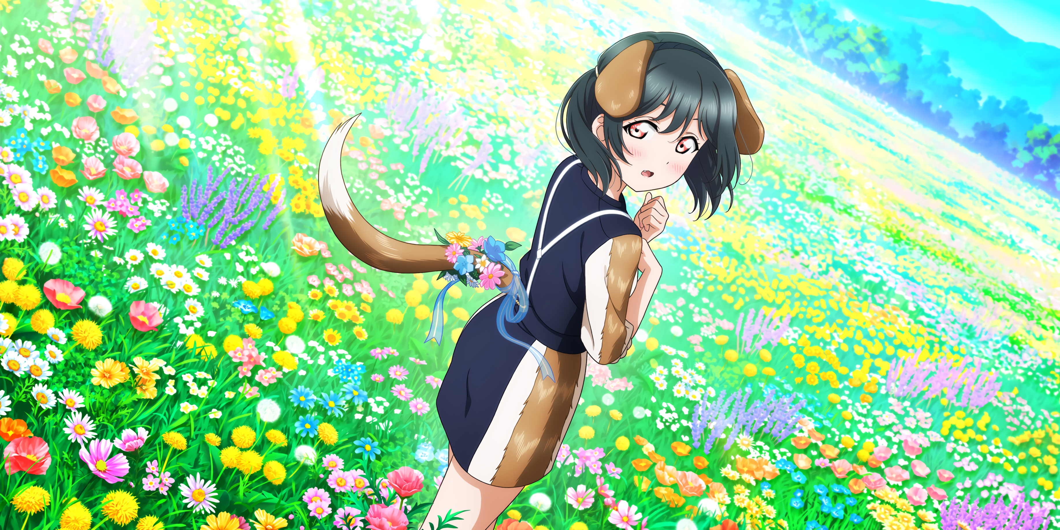 Anime 3670x1836 Mifune Shioriko Love Live! anime anime girls flowers
