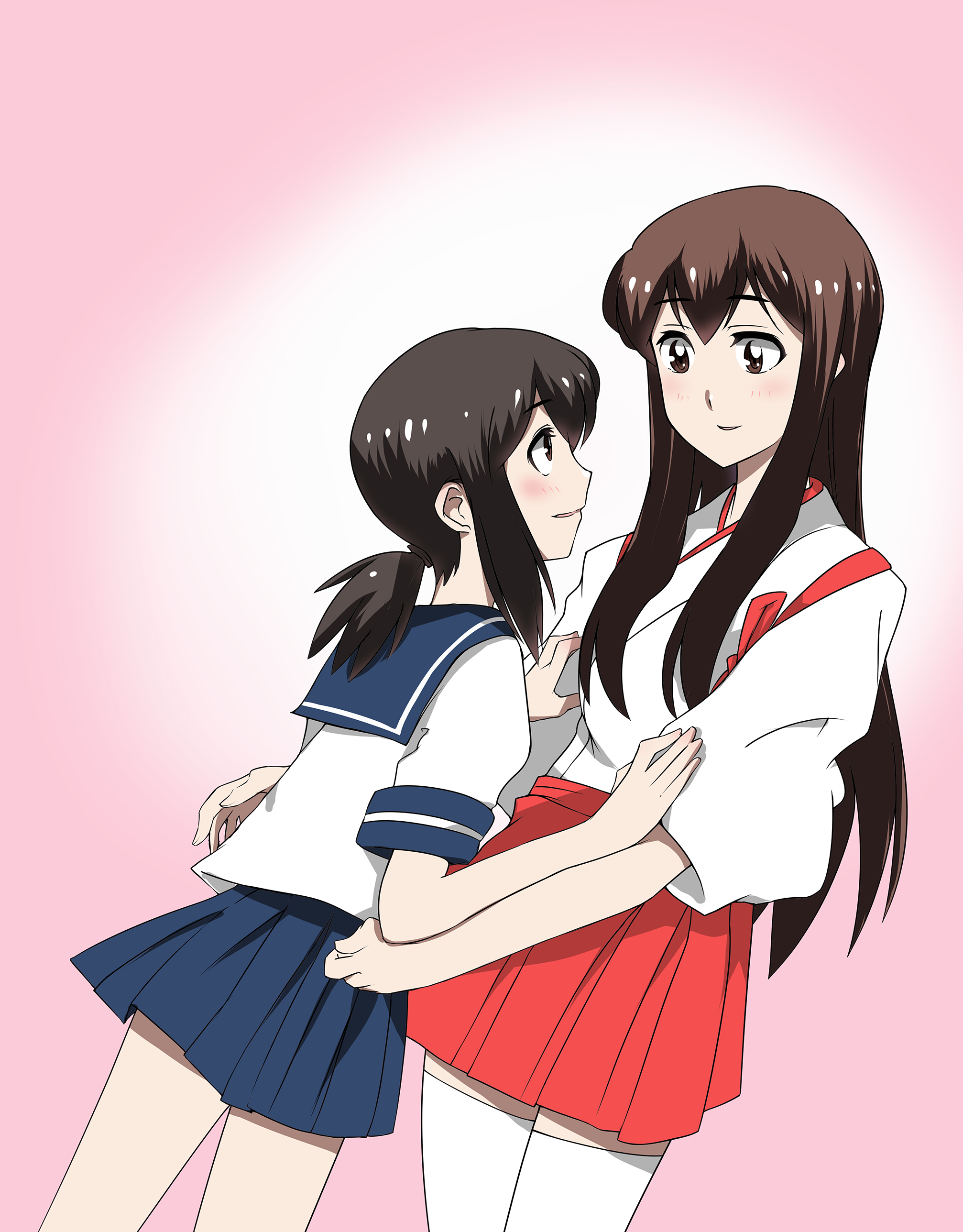 Anime 2014x2576 anime anime girls Kantai Collection Fubuki (KanColle) Akagi (KanColle) artwork digital art
