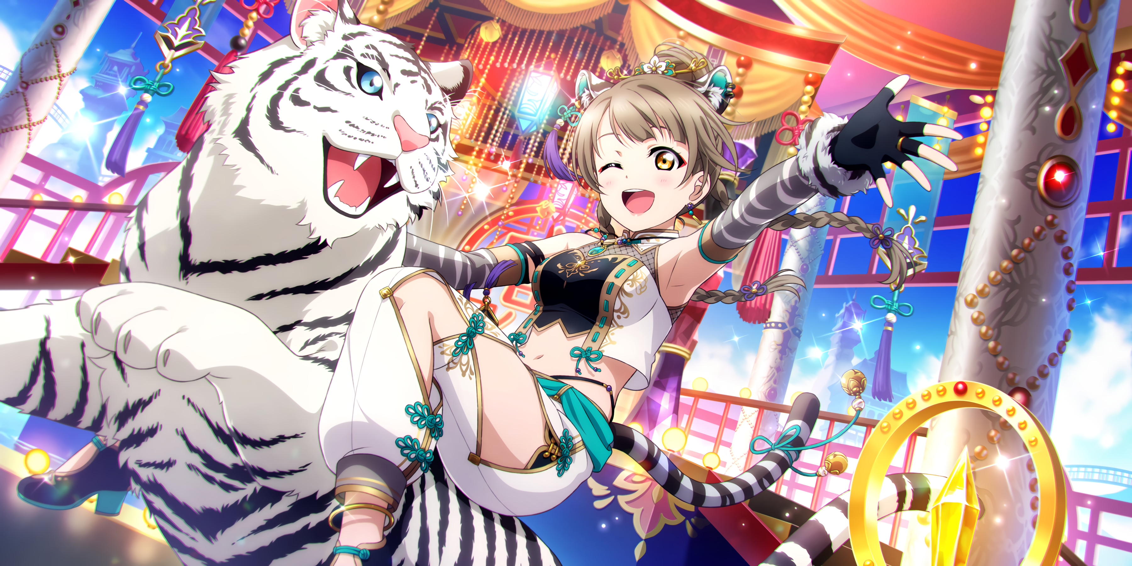 Anime 3600x1800 Love Live! Minami Kotori anime girls tiger