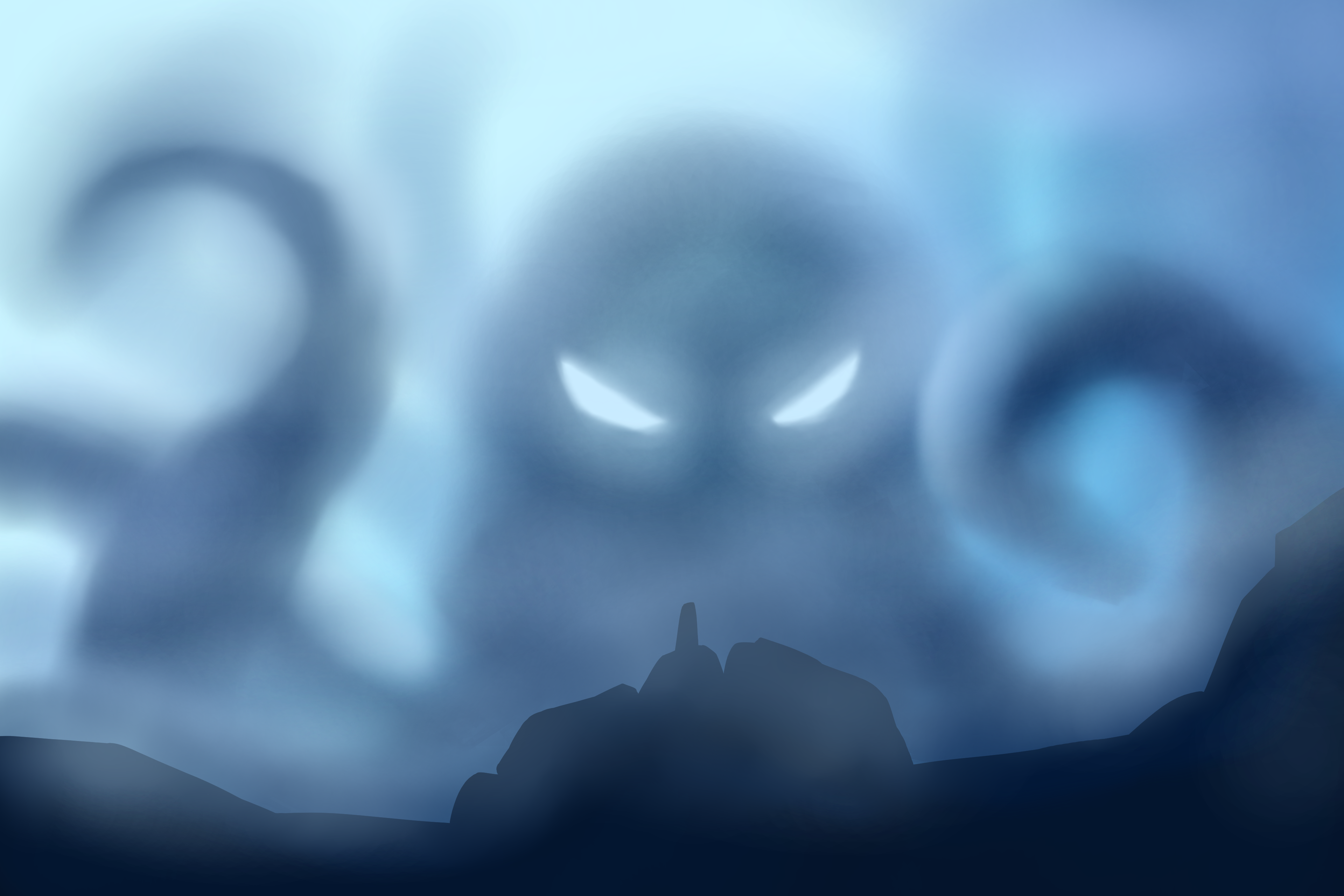 General 3840x2560 octopus storm sea cyan tentacles angry sky