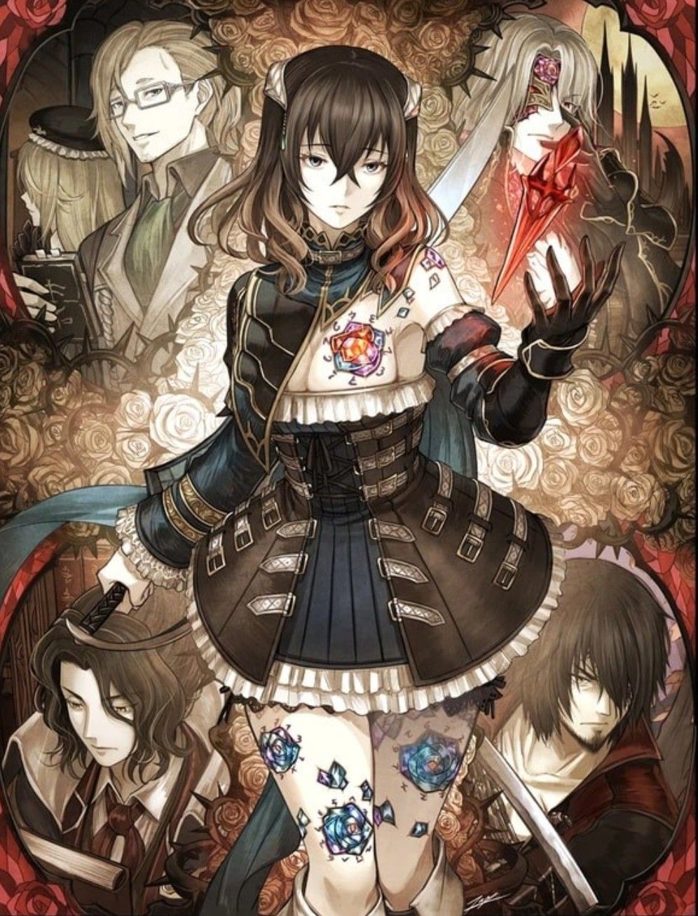Anime 996x1307 Miriam (Bloodstained) Bloodstained: Ritual of the Night brunette skirt Gothic Johannes (Bloodstained) Zangetsu frill dress