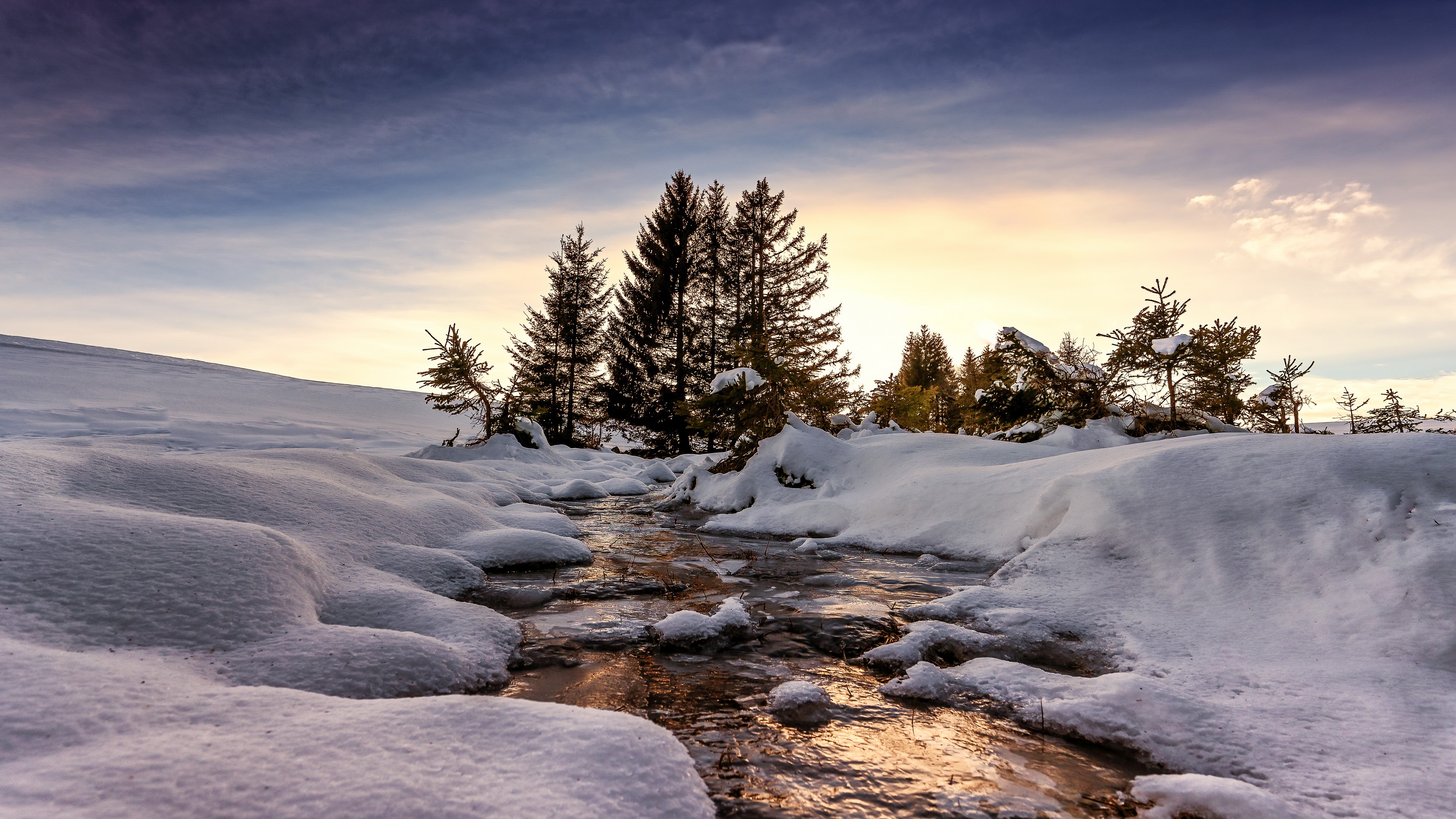 General 3840x2160 winter creeks snow cold ice nature outdoors