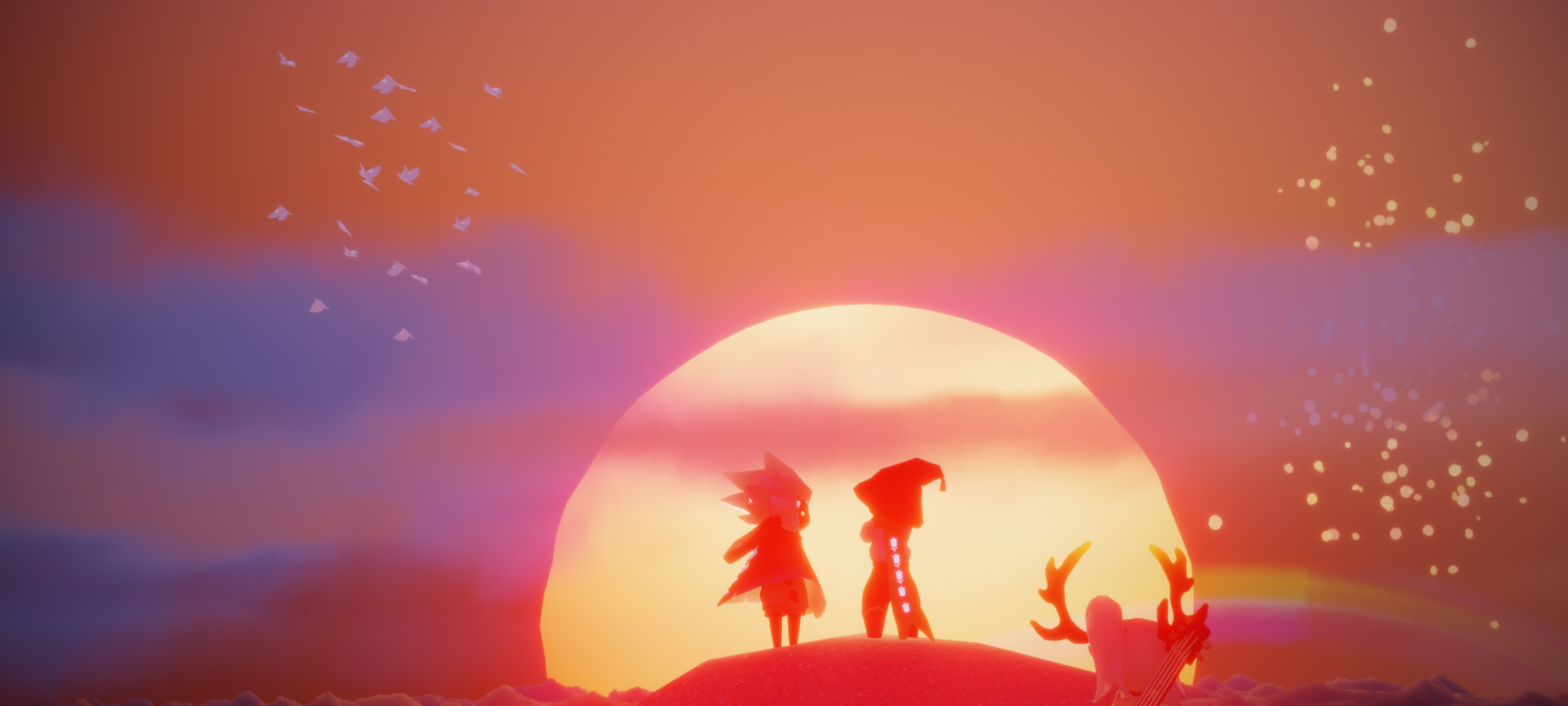 Anime 2400x1080 Sky (game) Sky: Children of the Light Moon sunset glow clouds sunset