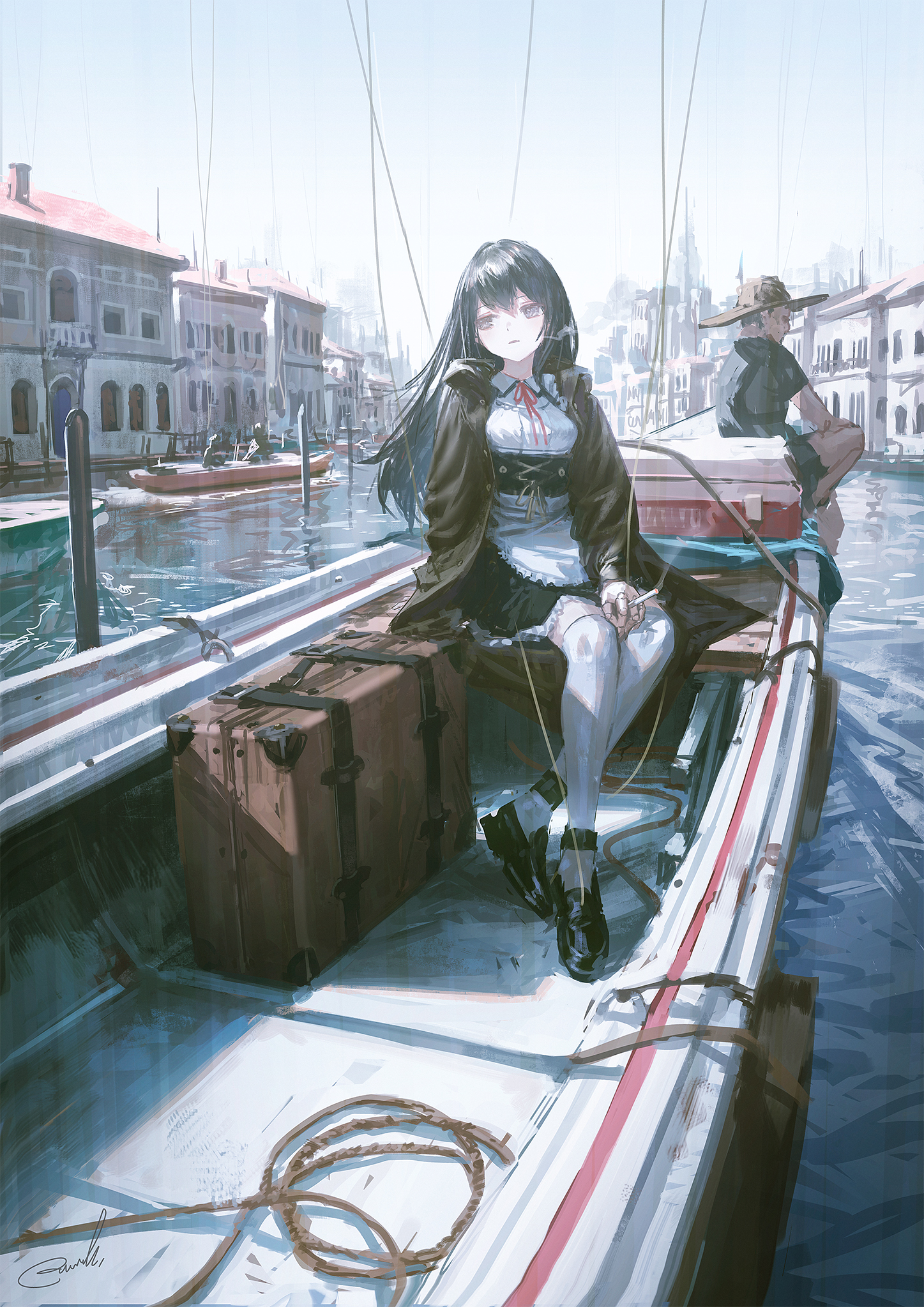 Anime 1447x2047 anime anime girls Reoen boat