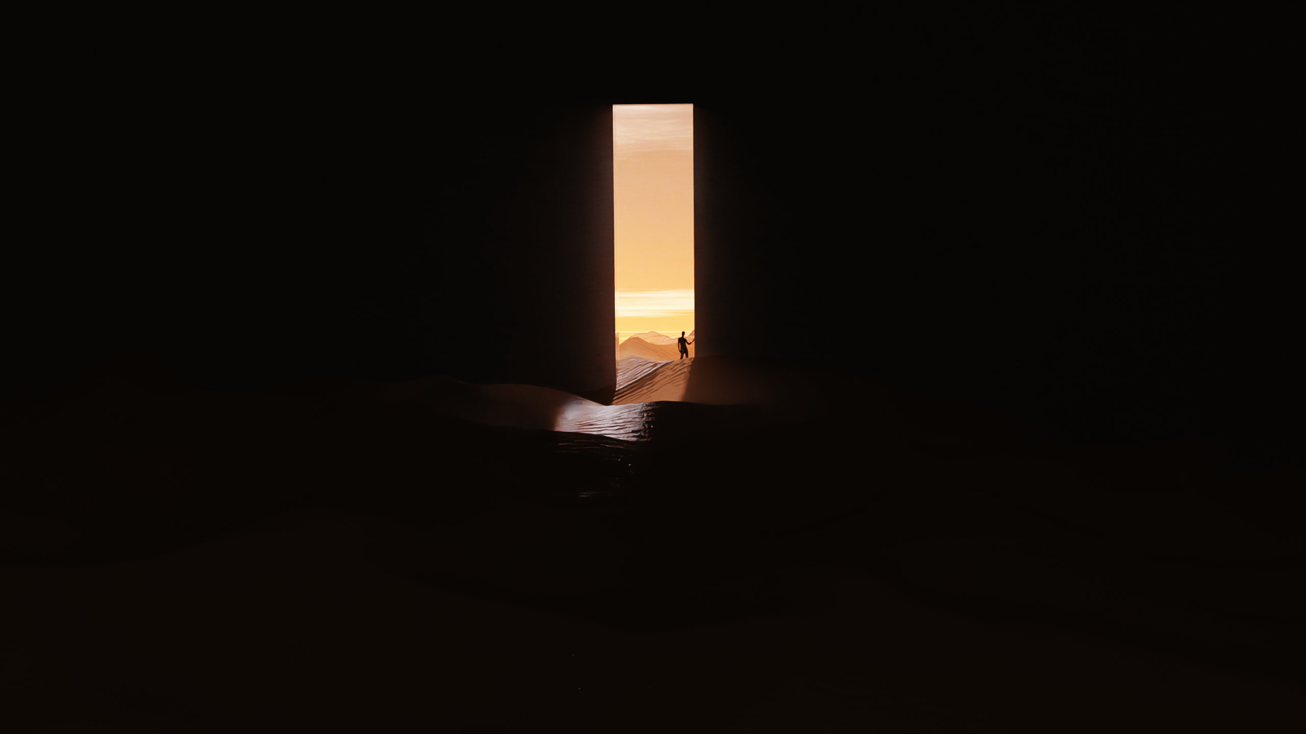 General 2560x1440 landscape science fiction dunes sunlight shadow digital art simple background low light