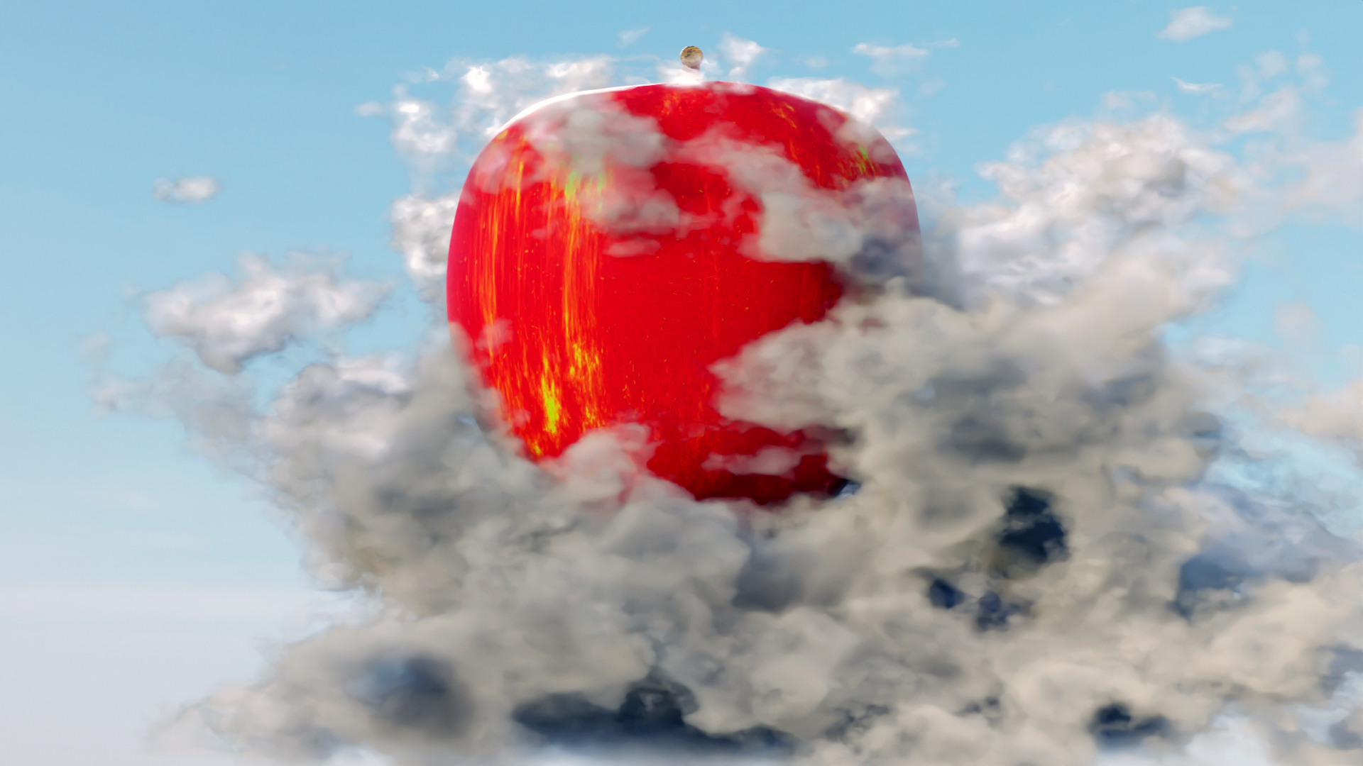 General 1920x1080 red apple clouds 3D Abstract abstract CGI Blender procedural generation