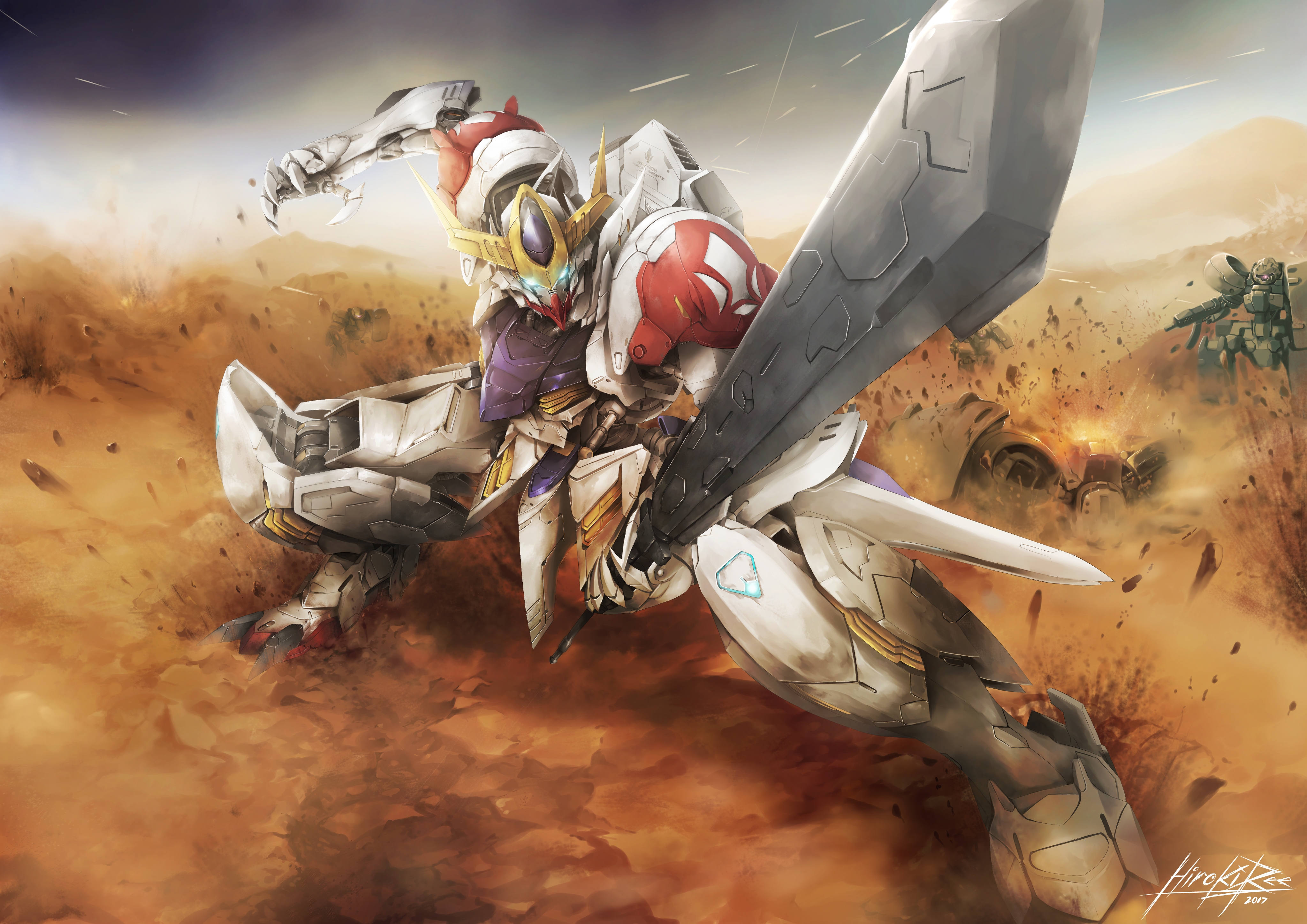 Anime 4093x2893 anime mechs Super Robot Taisen Gundam Barbatos Lupus Gundam Mobile Suit Gundam: Iron-Blooded Orphans artwork digital art fan art
