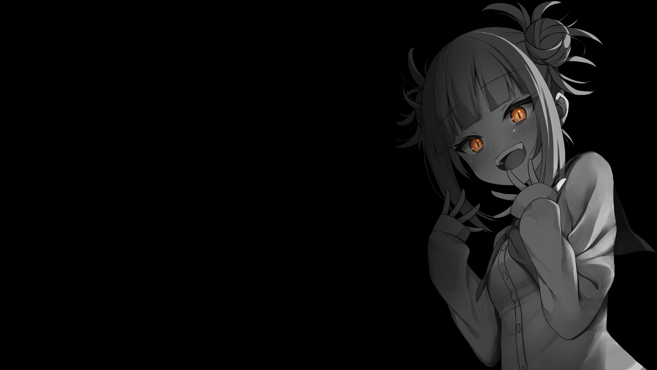 Anime 2560x1440 selective coloring black background dark background simple background anime girls Boku no Hero Academia Himiko Toga