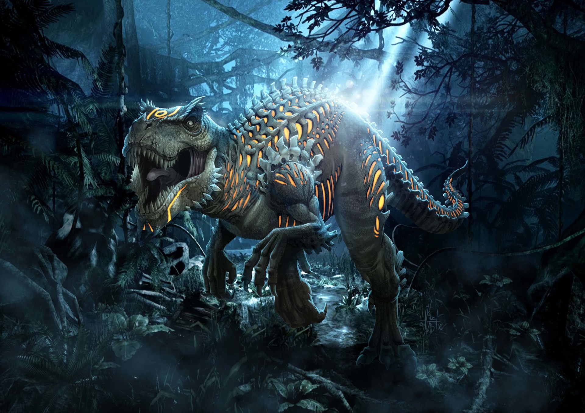 General 1920x1357 digital art animals dinosaurs artwork blue