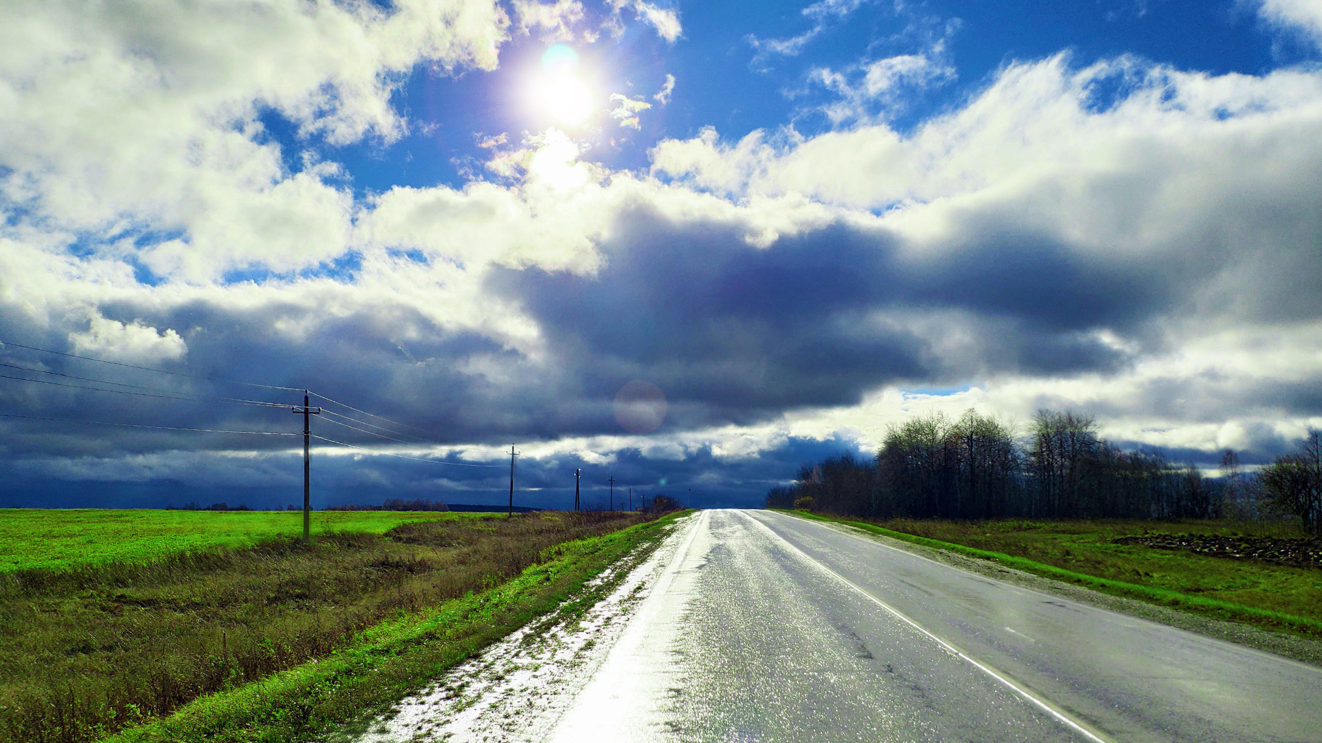 General 1920x1080 sky road clouds nature landscape field colorful HDR Sun