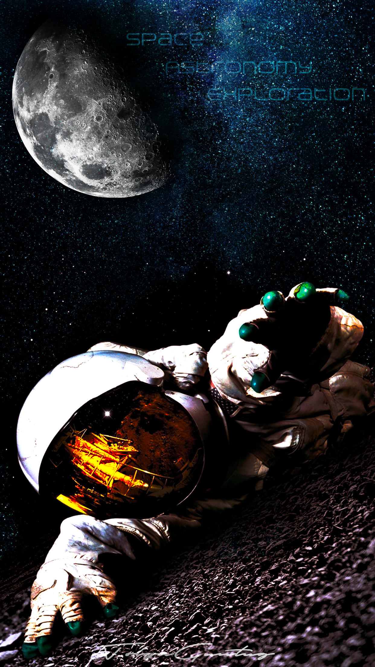 General 1242x2208 Moon space art astronaut digital art planet photo manipulation stars artwork NASA