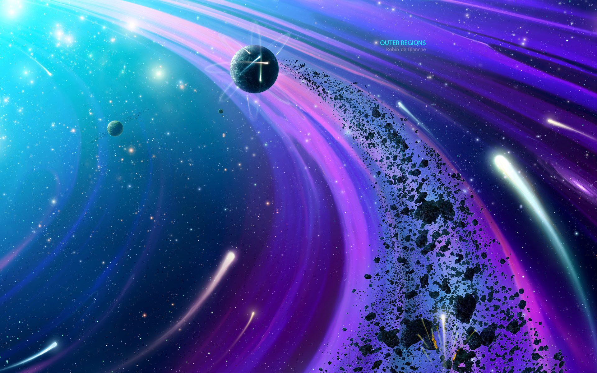 General 1920x1200 space planet universe CGI purple cyan