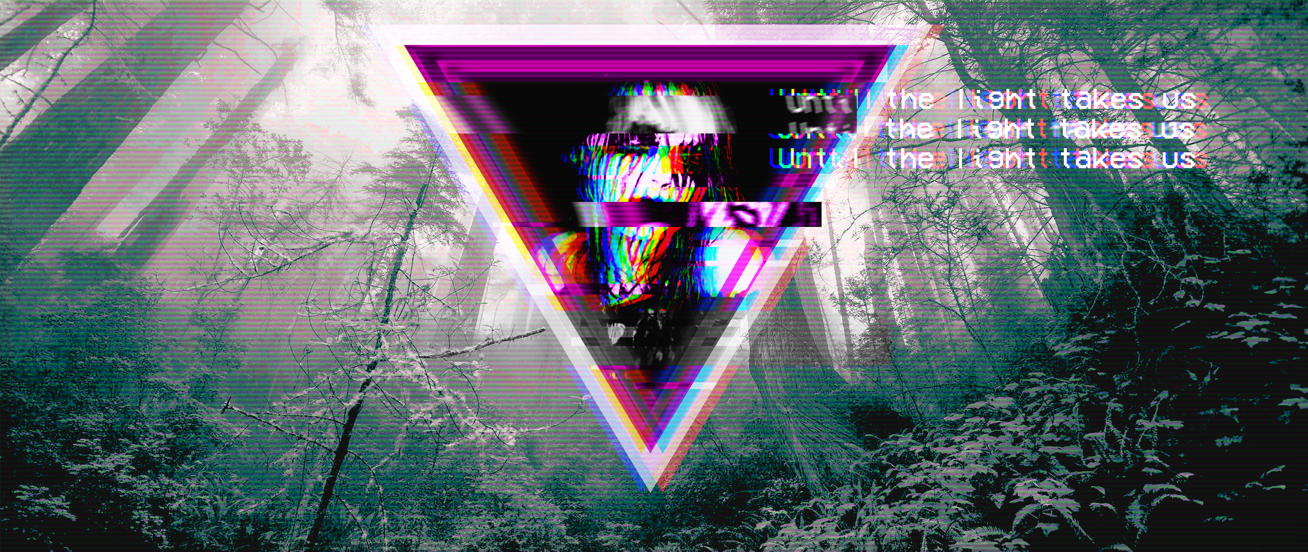 General 2560x1080 glitch art black metal depressing forest vaporwave corpsepaint text