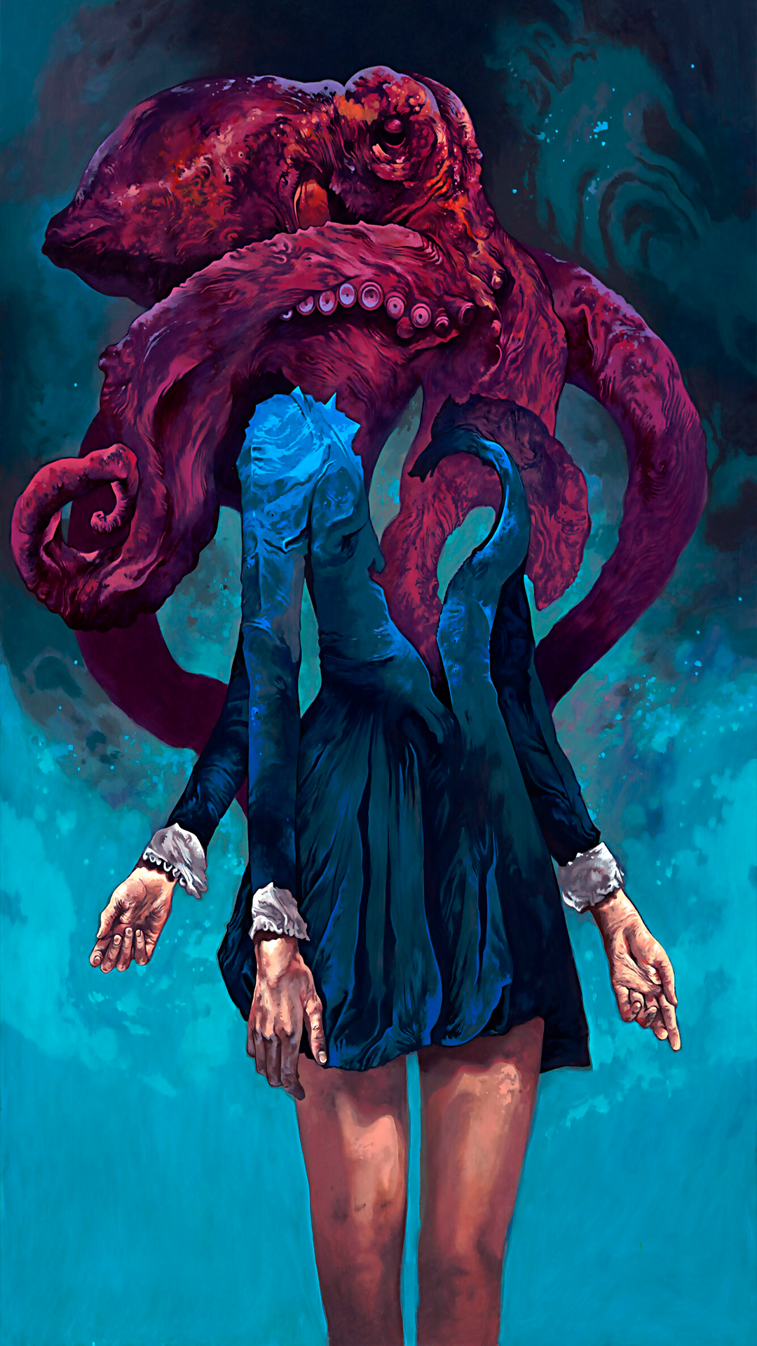 General 1080x1920 artwork digital art digital painting painting dress octopus fantasy art water surreal