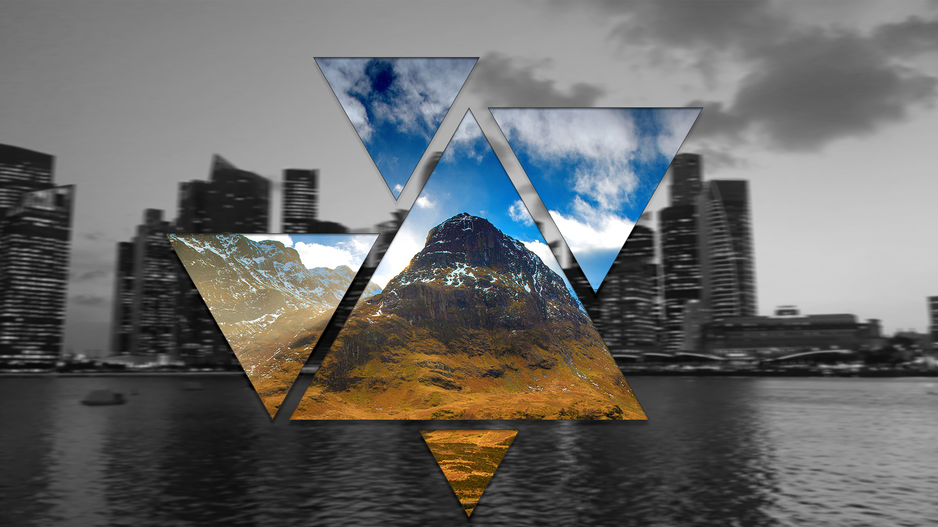 General 1920x1080 nature city digital art geometry triangle