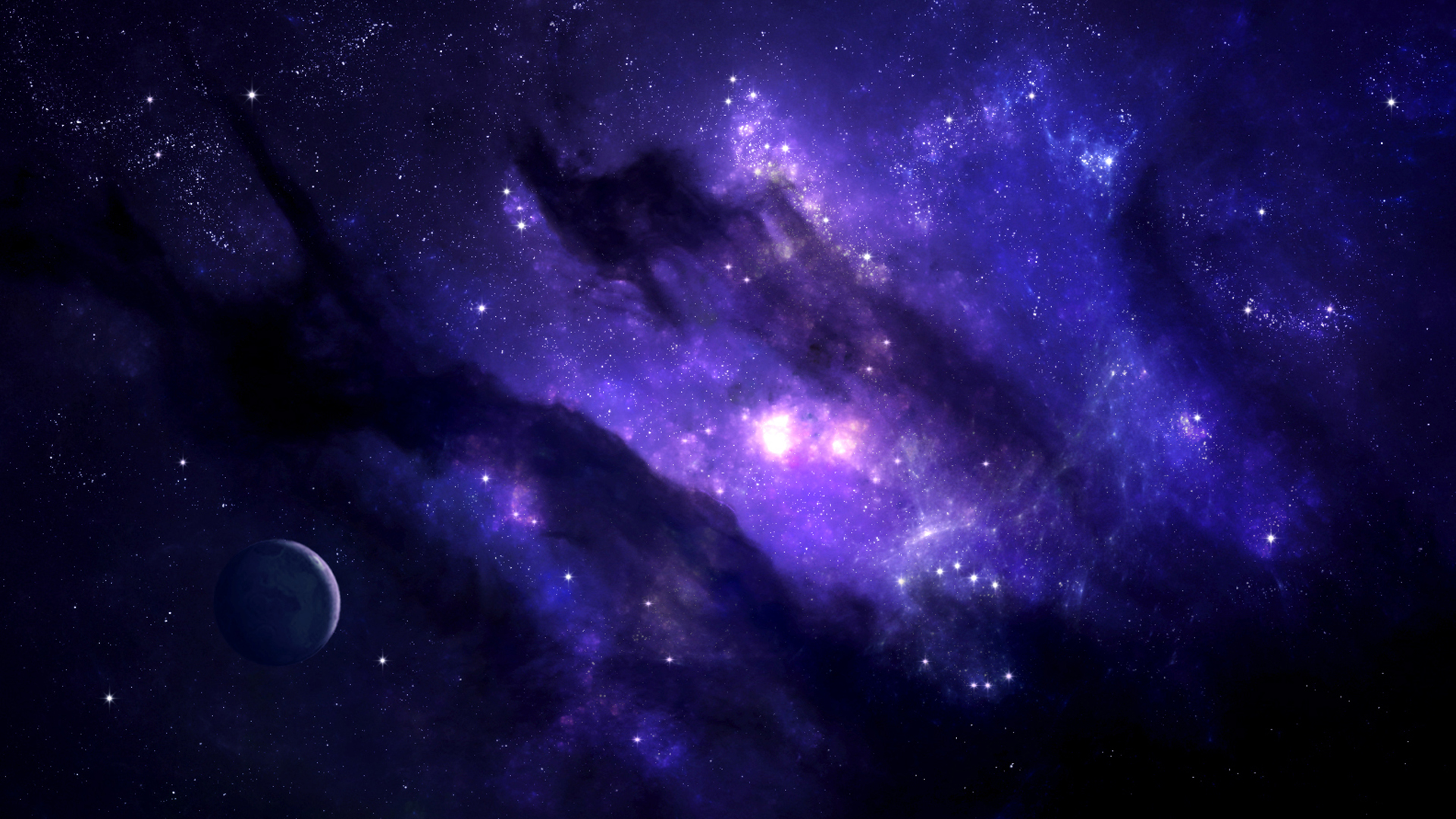 General 1920x1080 stars purple space planet digital art galaxy