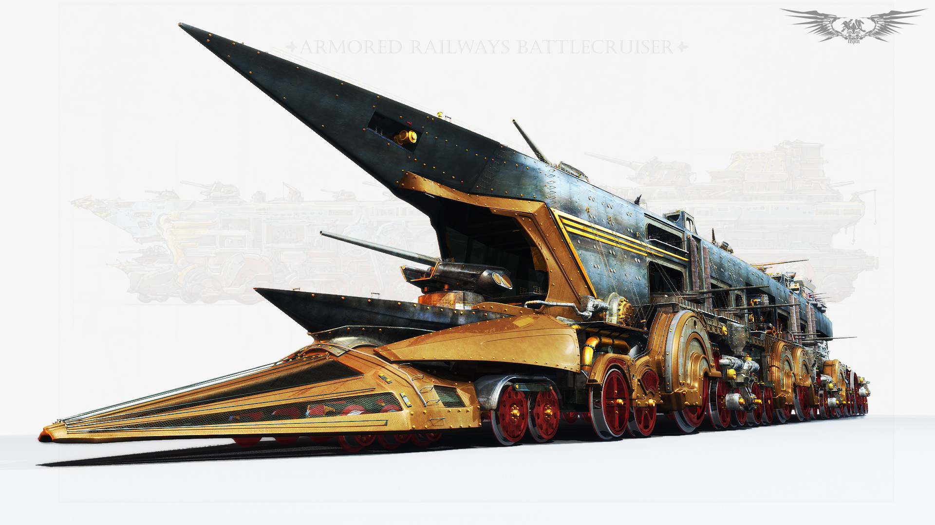 General 1920x1080 digital art artwork futuristic science fiction vehicle train steampunk armor