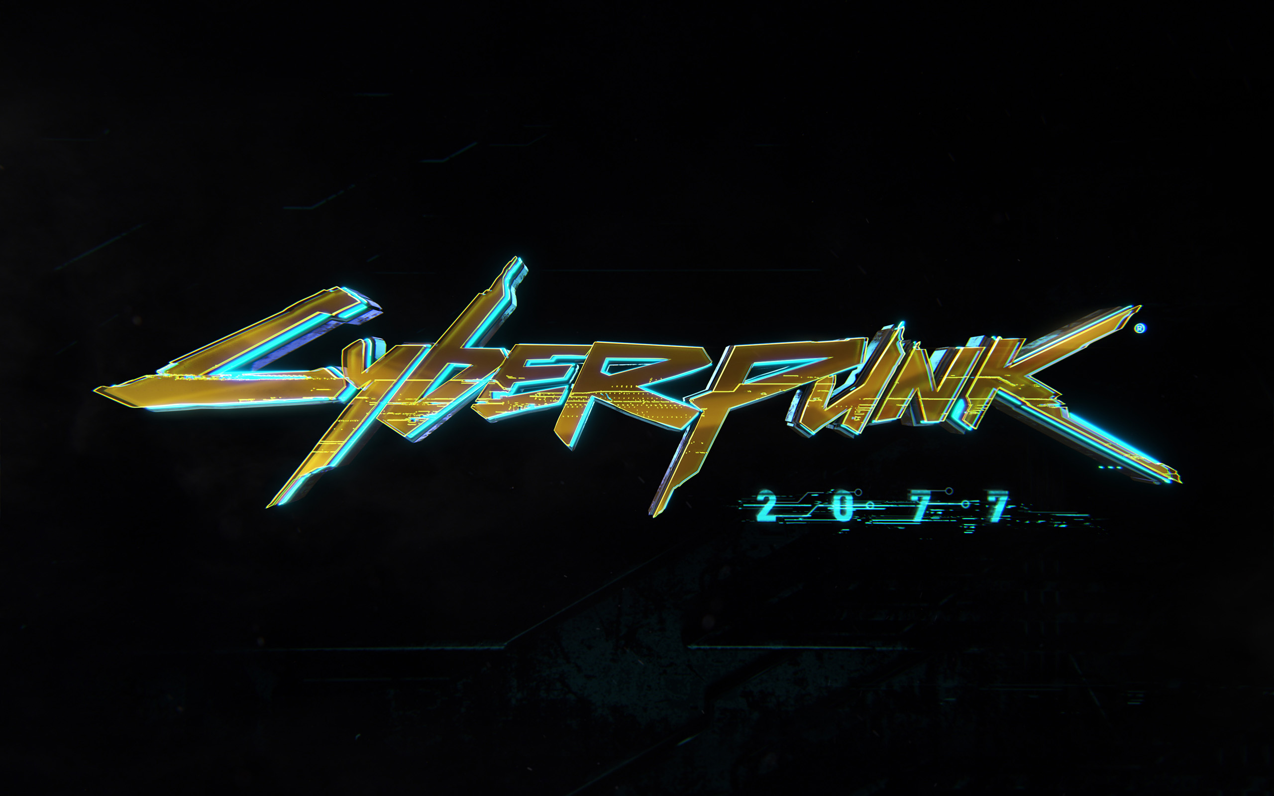 General 2560x1600 Cyberpunk 2077 video games simple background black background PC gaming logo CD Projekt RED
