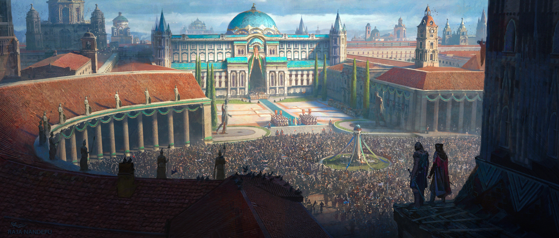 General 1920x818 artwork palace ceremony city fantasy art Assassin's Creed