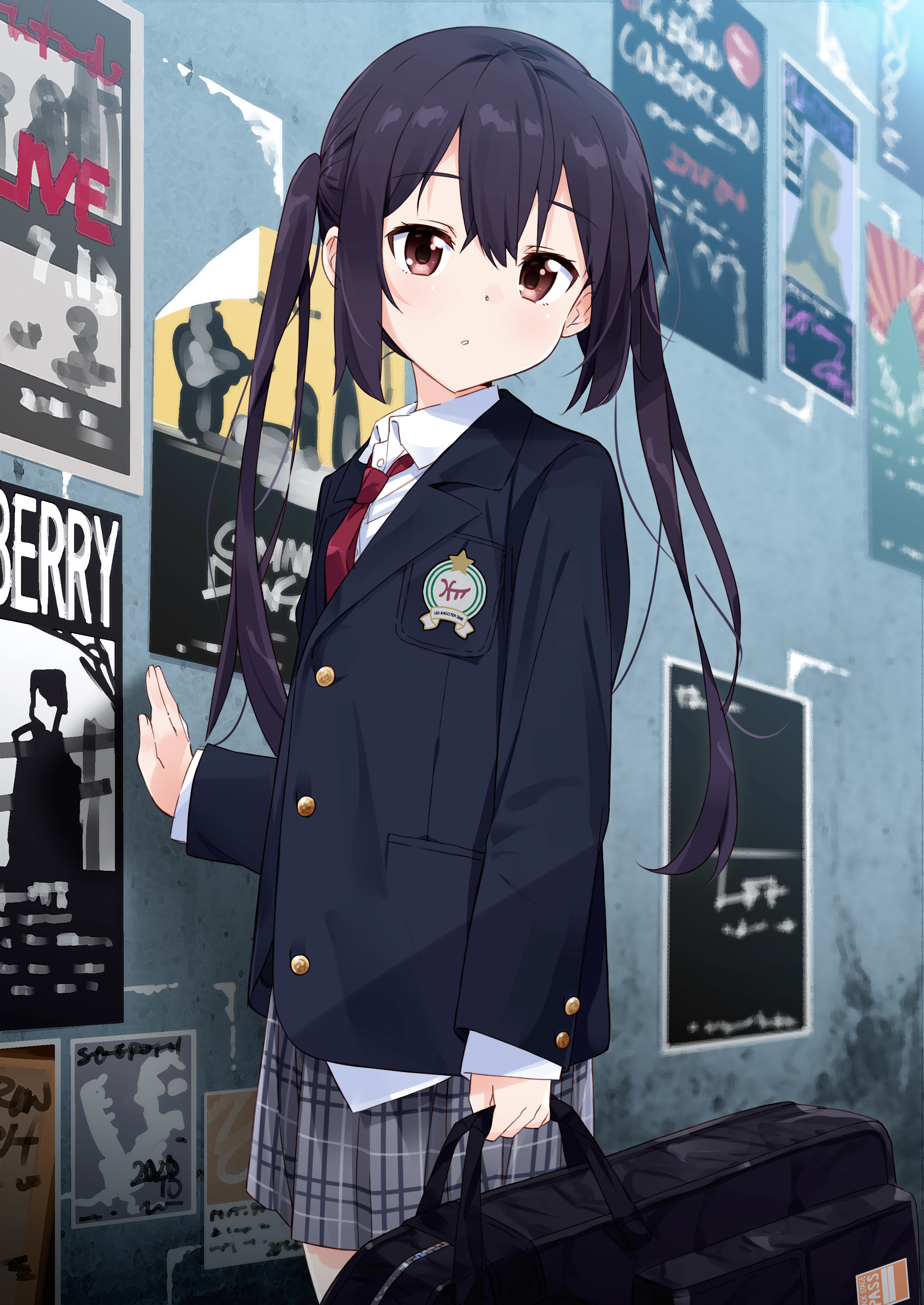 Anime 2508x3541 anime anime girls K-ON! Nakano Azusa school uniform schoolgirl twintails
