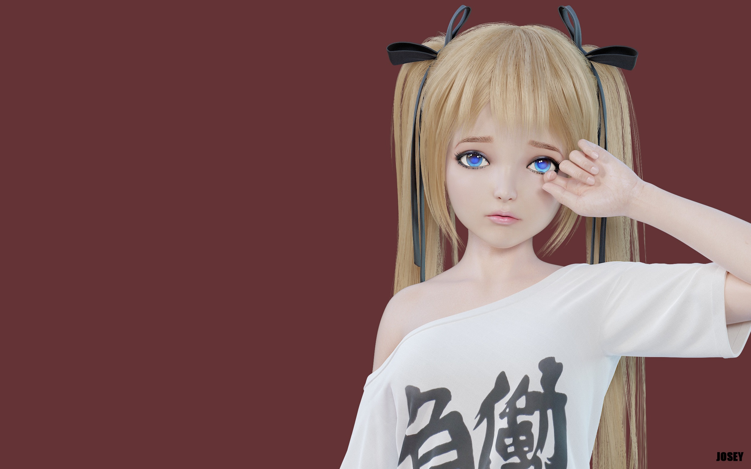 Anime 2400x1500 anime anime girls blue eyes sad simple background blonde