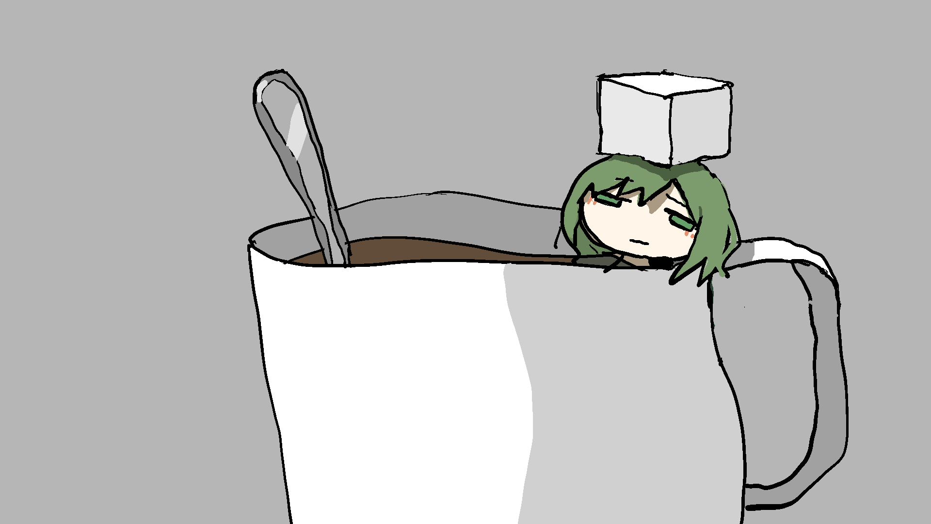 Anime 1920x1080 coffee coffee cup sugar bathing tkmiz