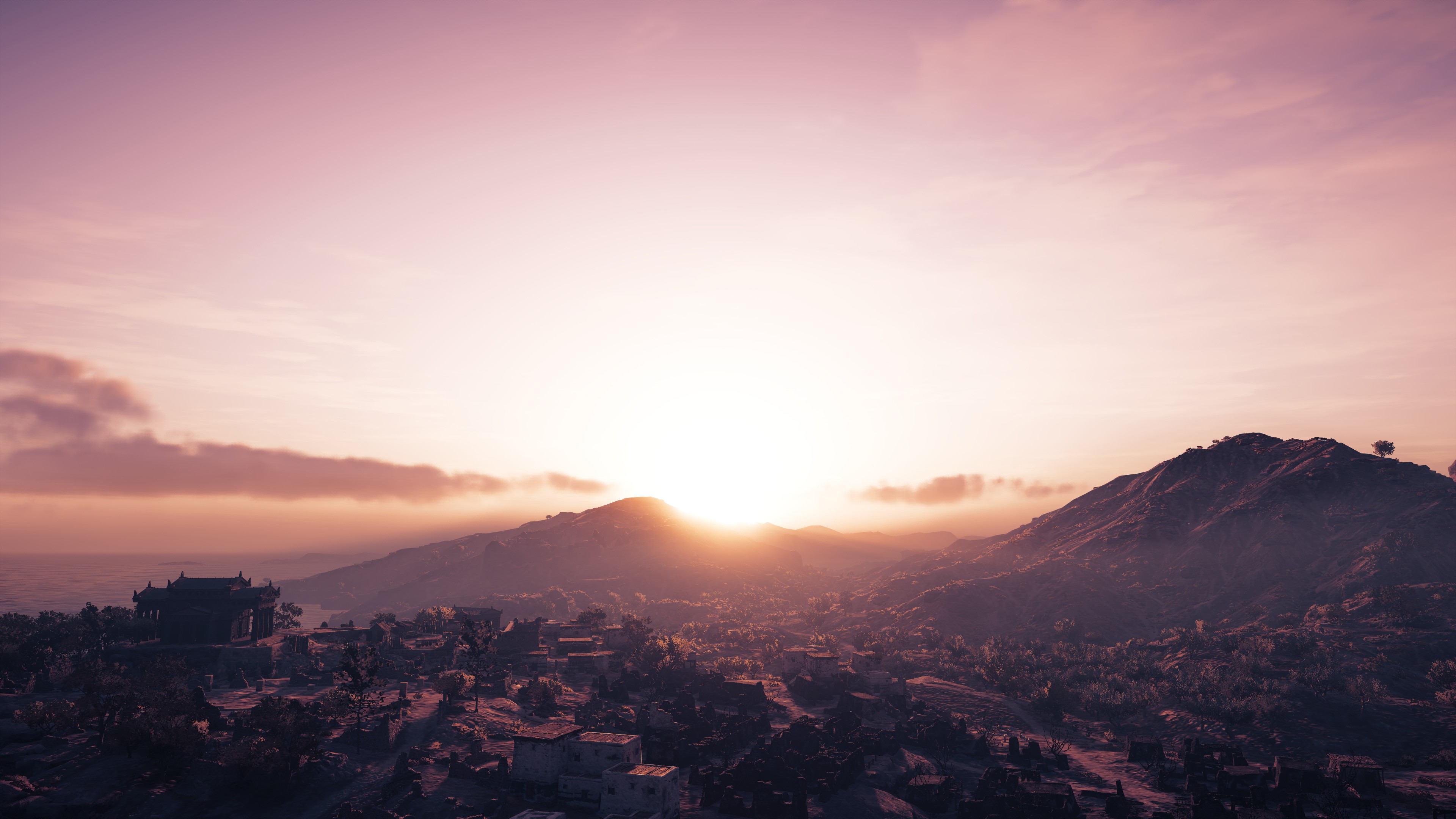 General 3840x2160 Assassins Creed: Odyssey screen shot video game landscape sunset