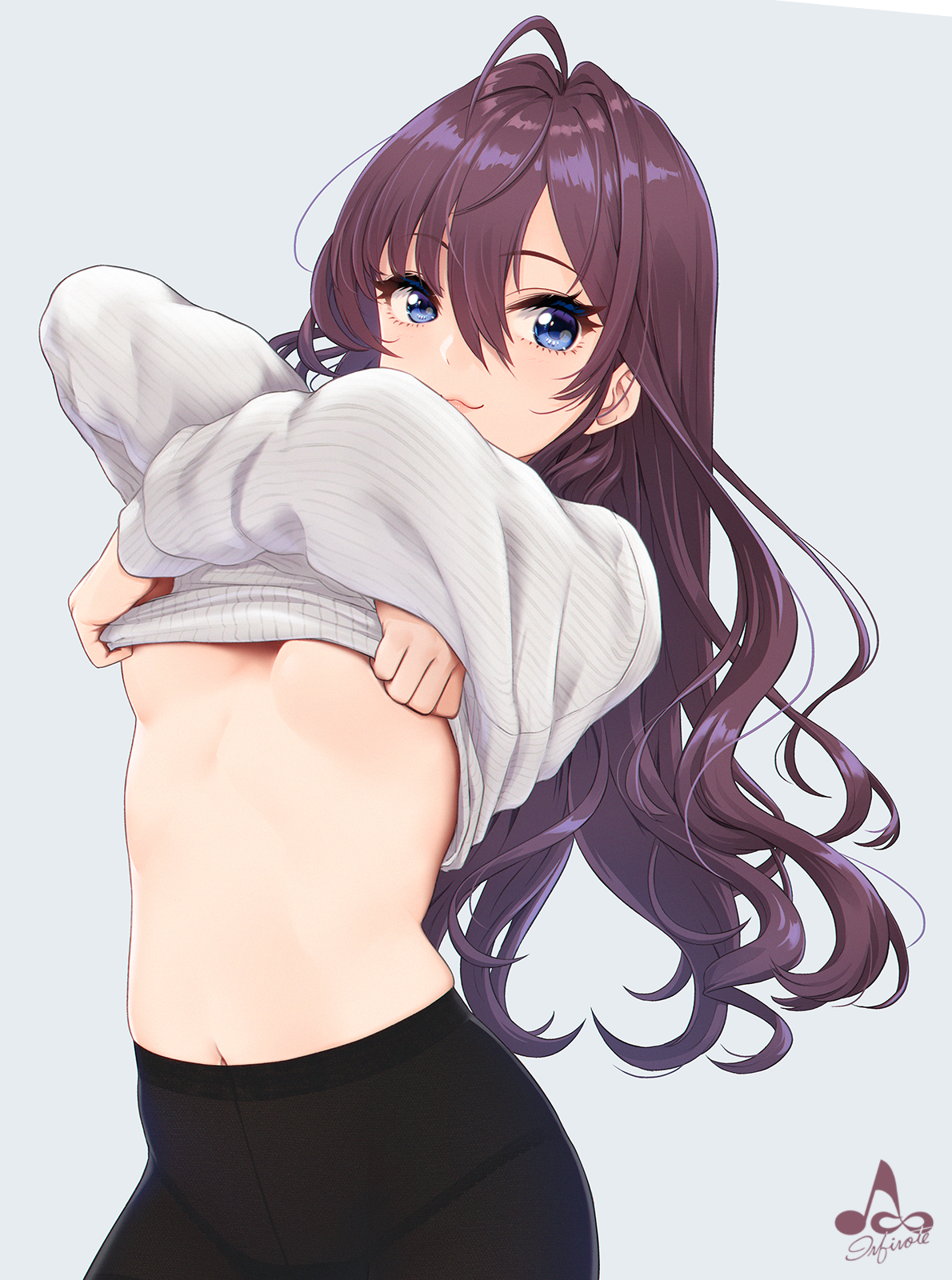 Anime 1190x1600 anime anime girls digital art artwork 2D portrait display THE iDOLM@STER Ichinose Shiki sweater no bra undressing pantyhose infinote small boobs ecchi underboob