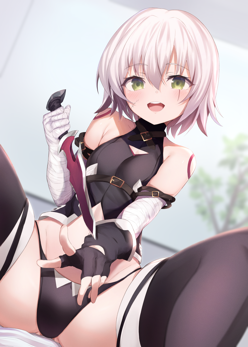 Anime 1036x1450 anime anime girls digital art artwork 2D portrait display Fate series Fate/Grand Order Fate/Apocrypha  Jack the Ripper (Fate/Apocrypha) Maosame spread legs panties knife
